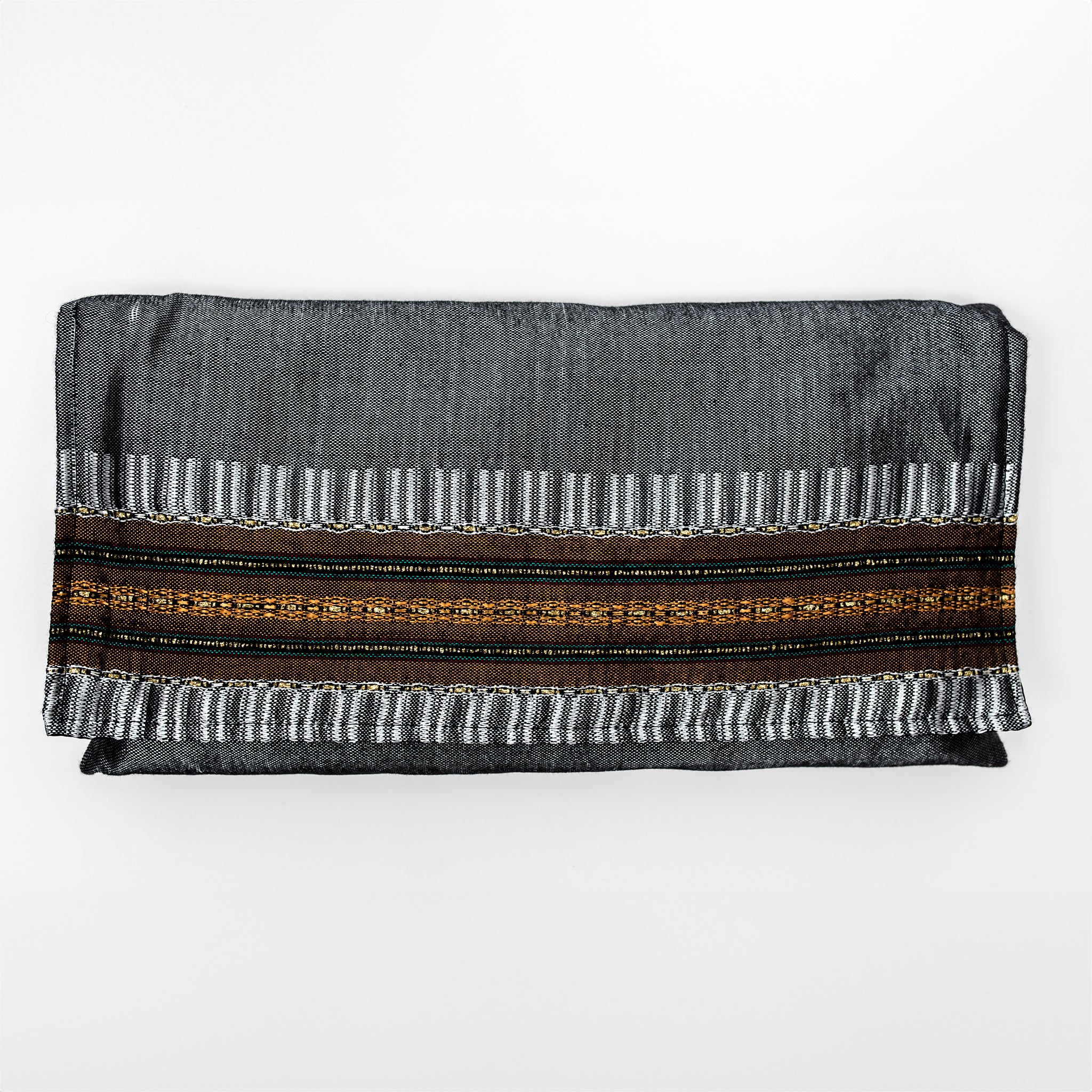 Elia - Silk Tallit- Copper Orange with gold on Gray