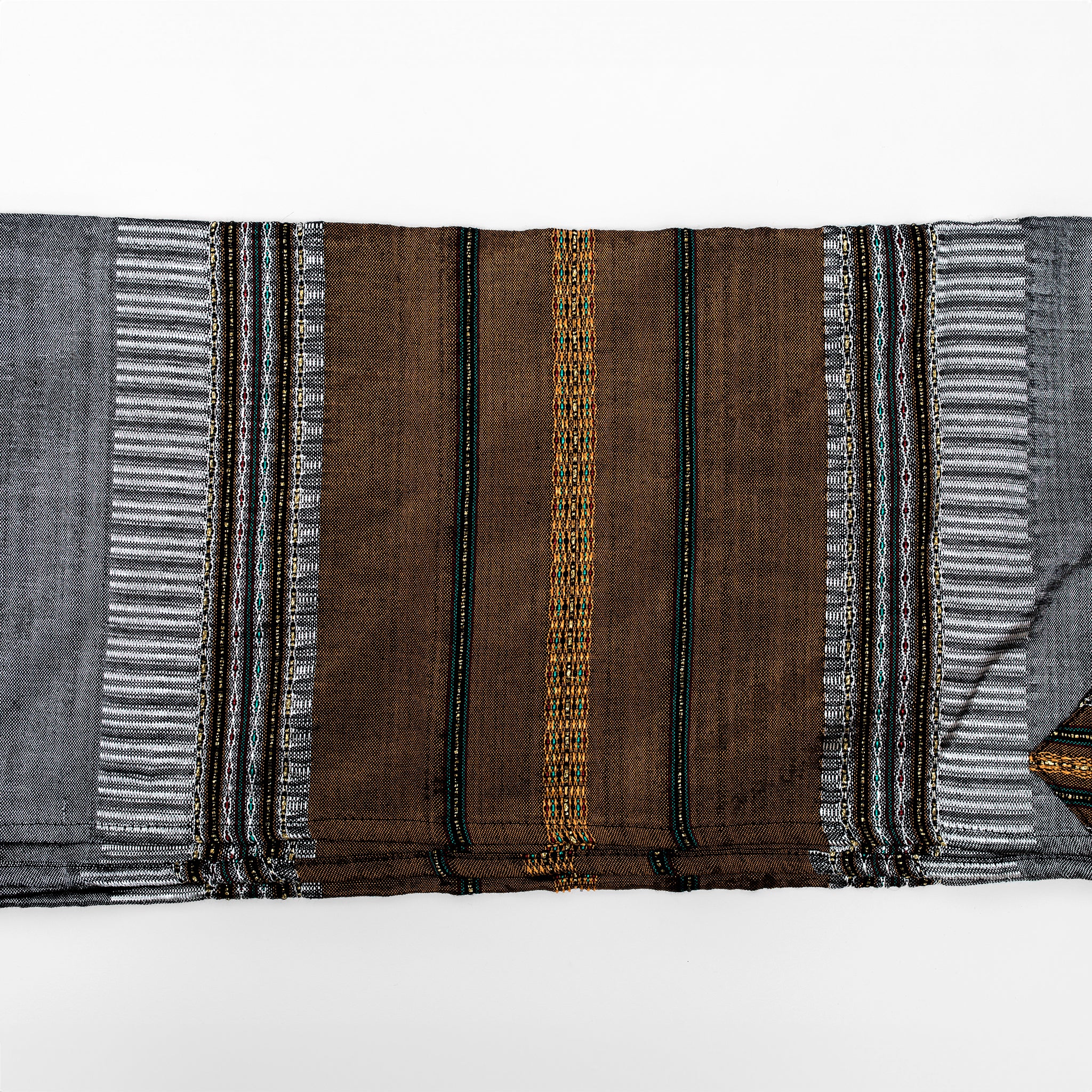 Elia - Silk Tallit- Copper Orange with gold on Gray