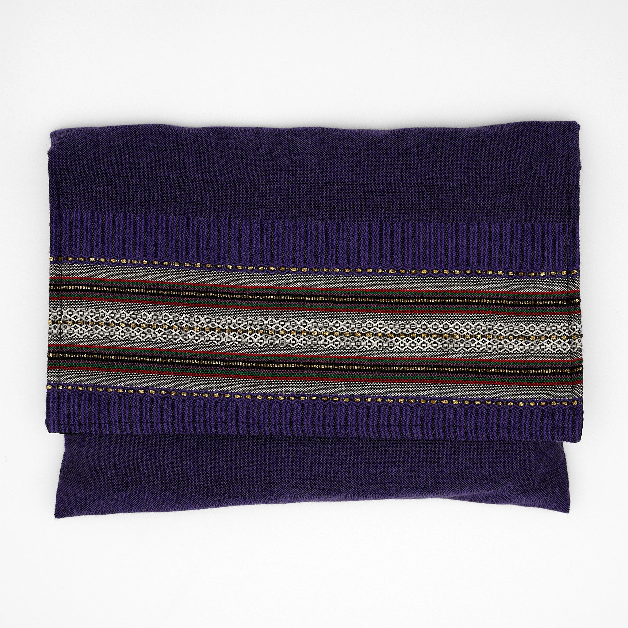 Elia - Cotton Tallit - Gray With Gold on Purple