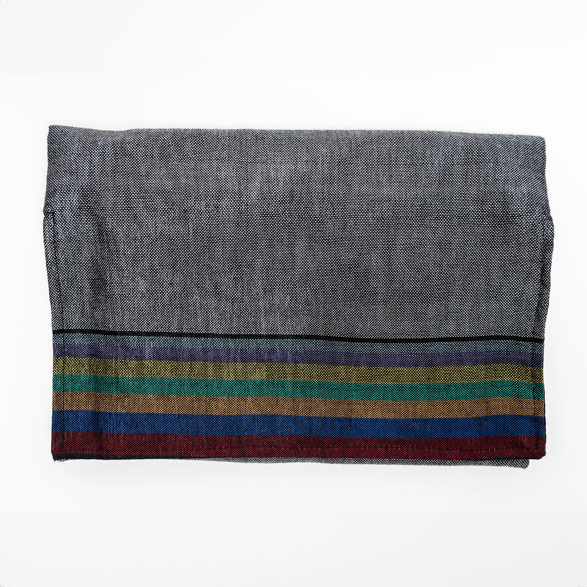 Esther - Silk Tallit - Rainbow Stripes on Gray