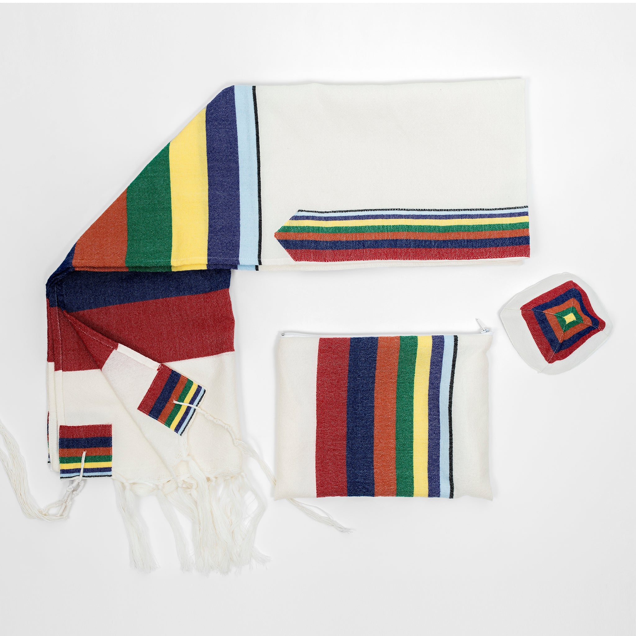 Esther - Wool Tallit - Rainbow Stripes