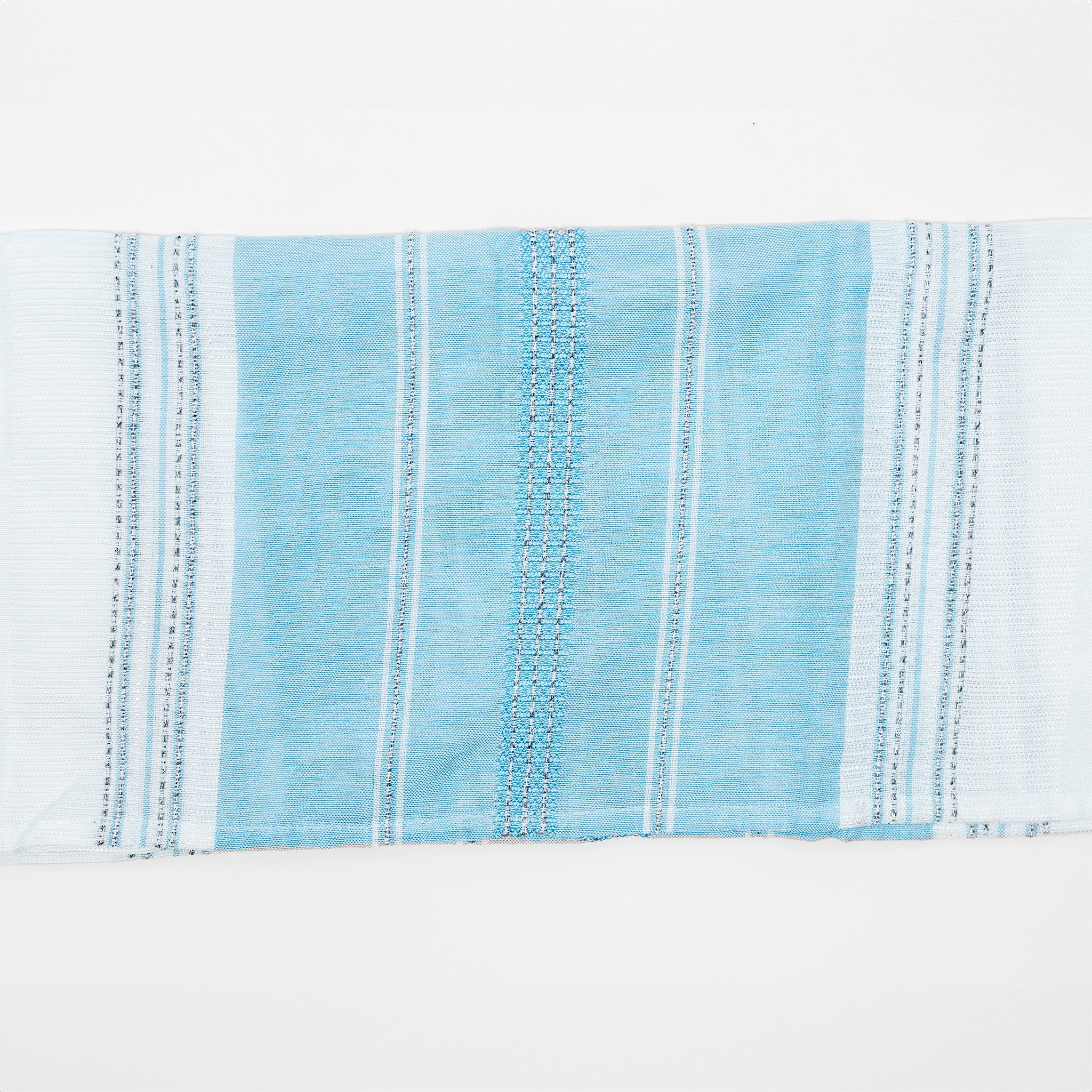 Elia - Silk Tallit - Baby Blue with Silver on White