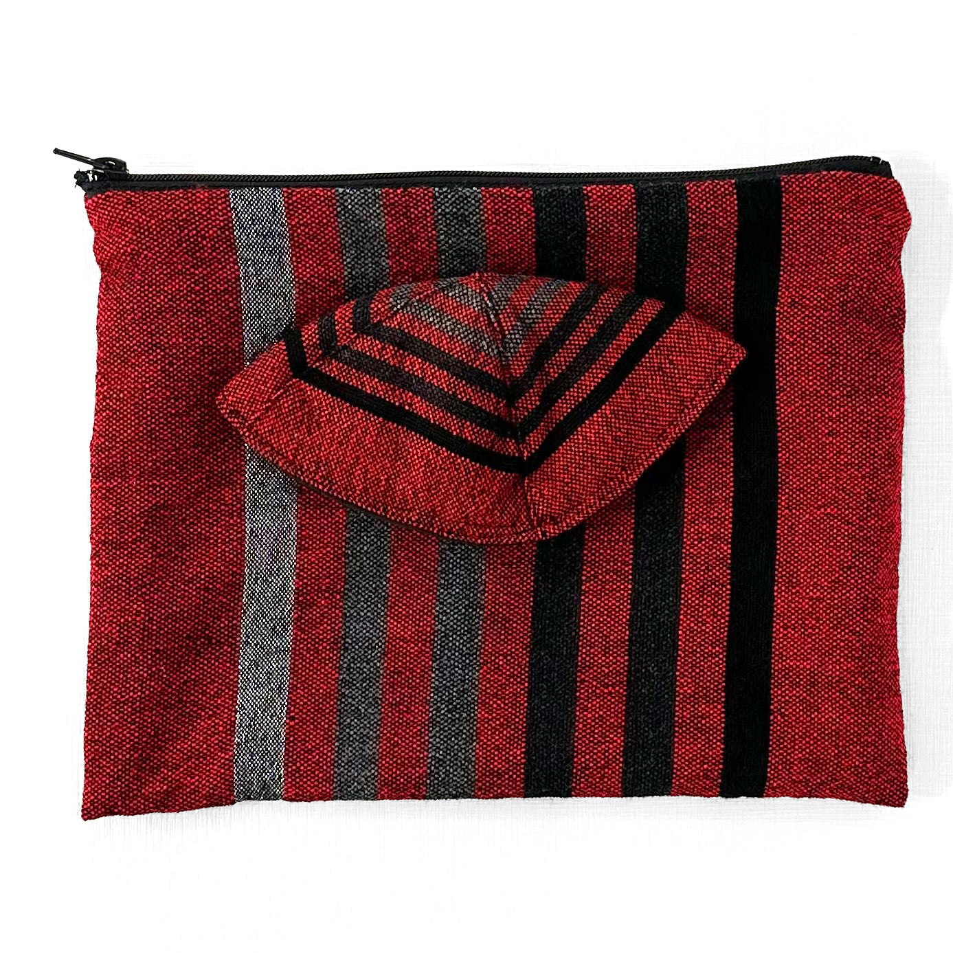 Gad - Wool Tallit - Grays on Red