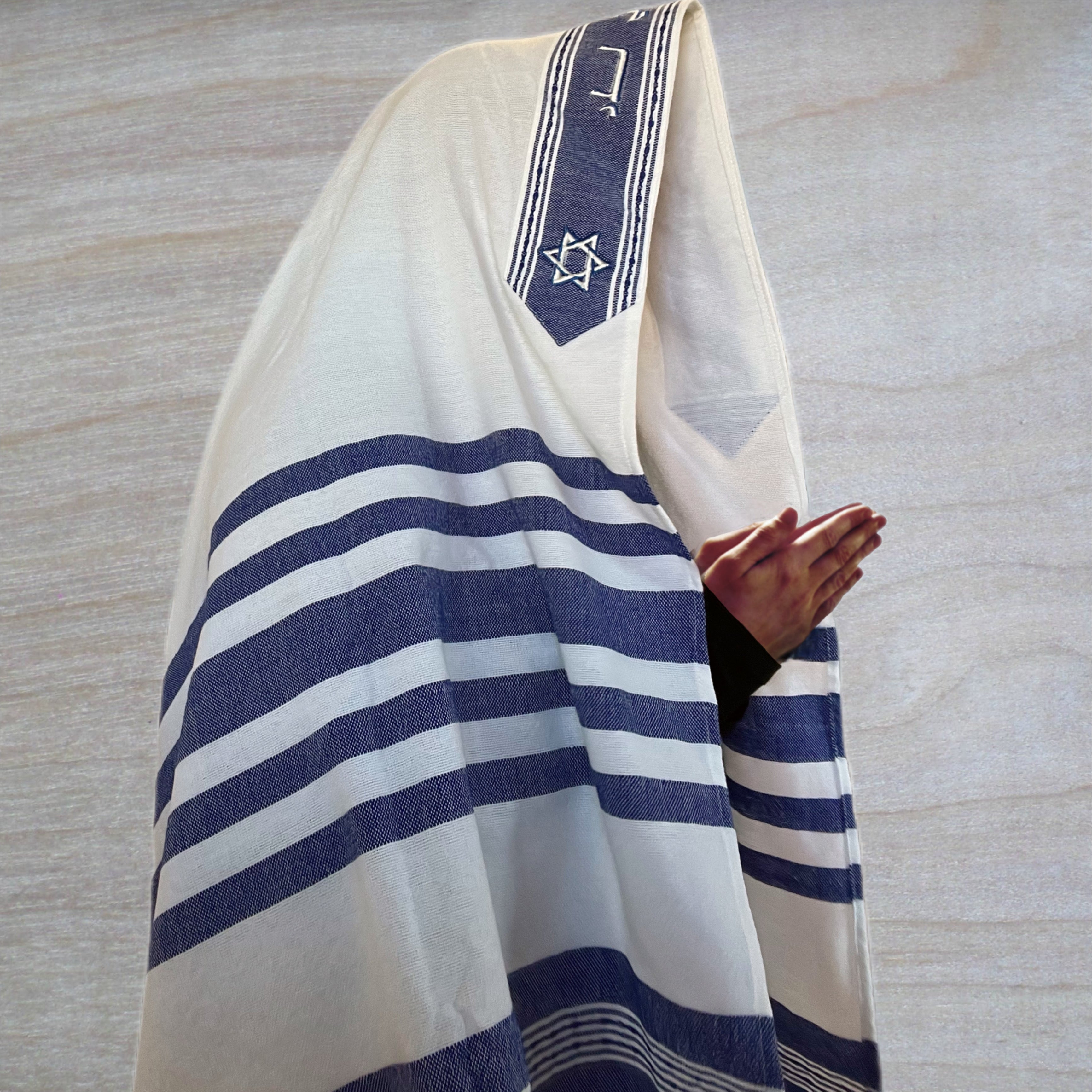 Special Edition “Am Israel Chai” Wool Tallit - blue on white