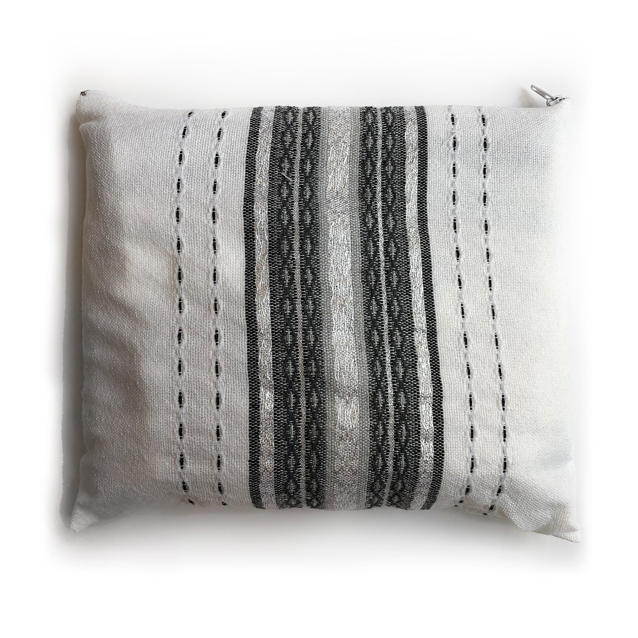 Gabrieli Premium - Wool Tallit - Gray & Silver on White