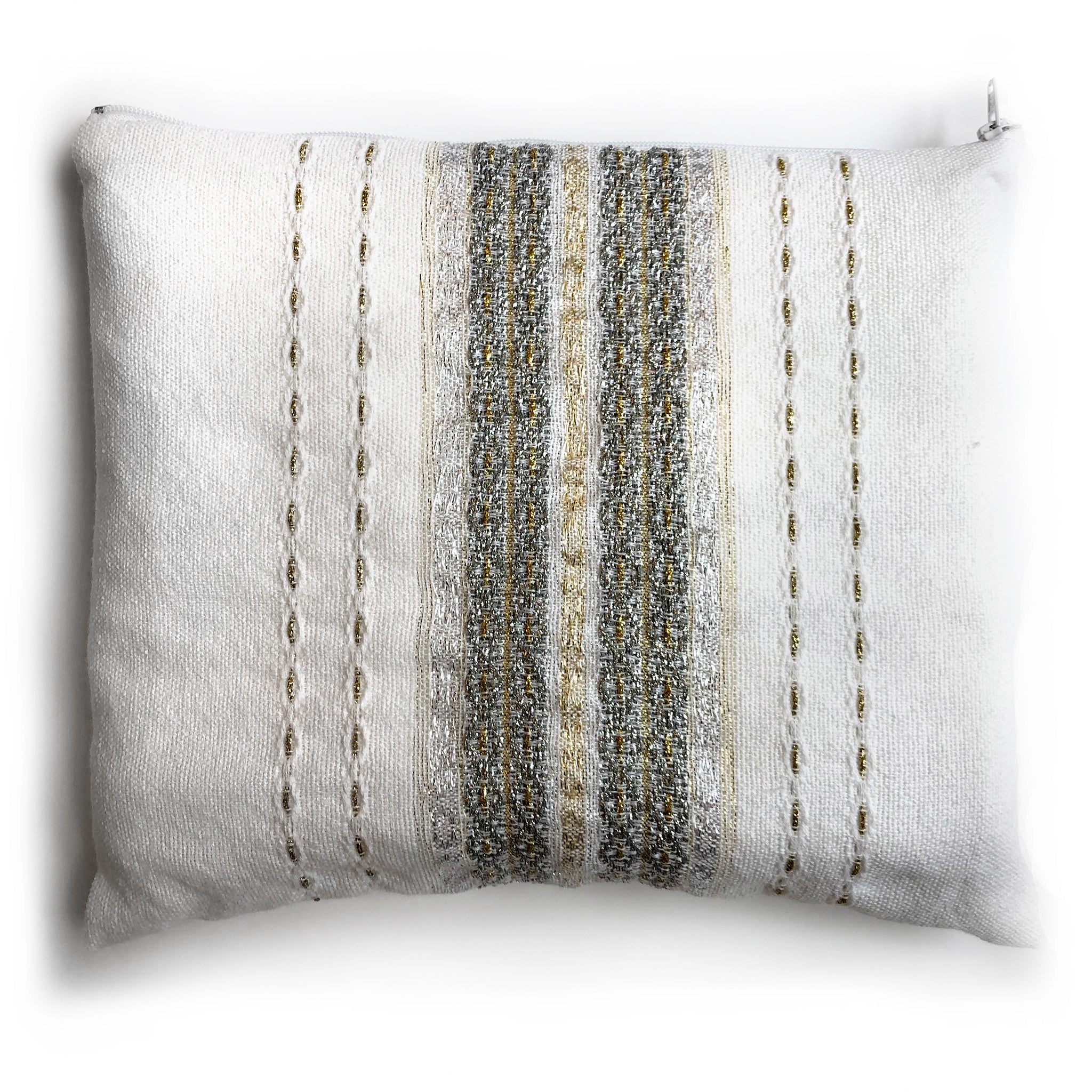 Gabrieli Premium - Wool Tallit - Gold & Silver on White