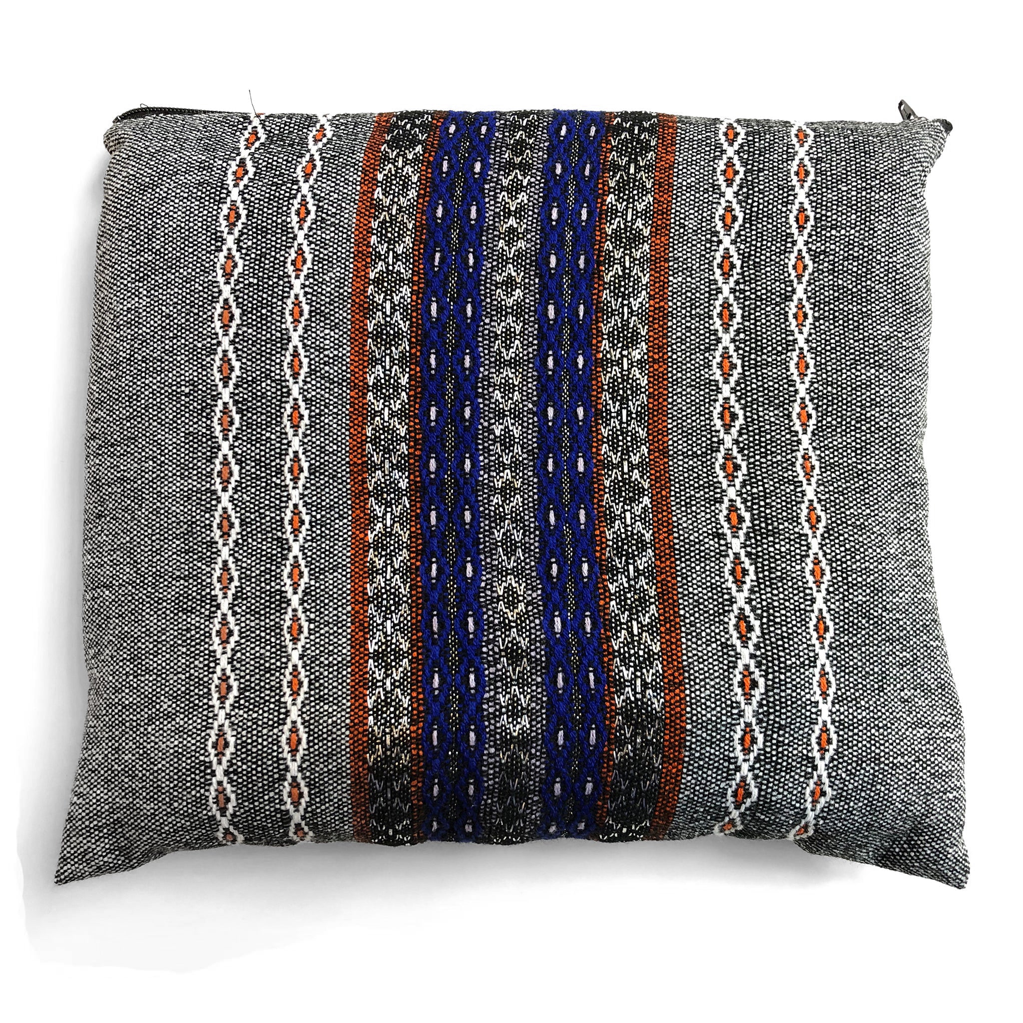 Gabrieli Premium - Wool Tallit - Blue & Orange with Silver on Gray