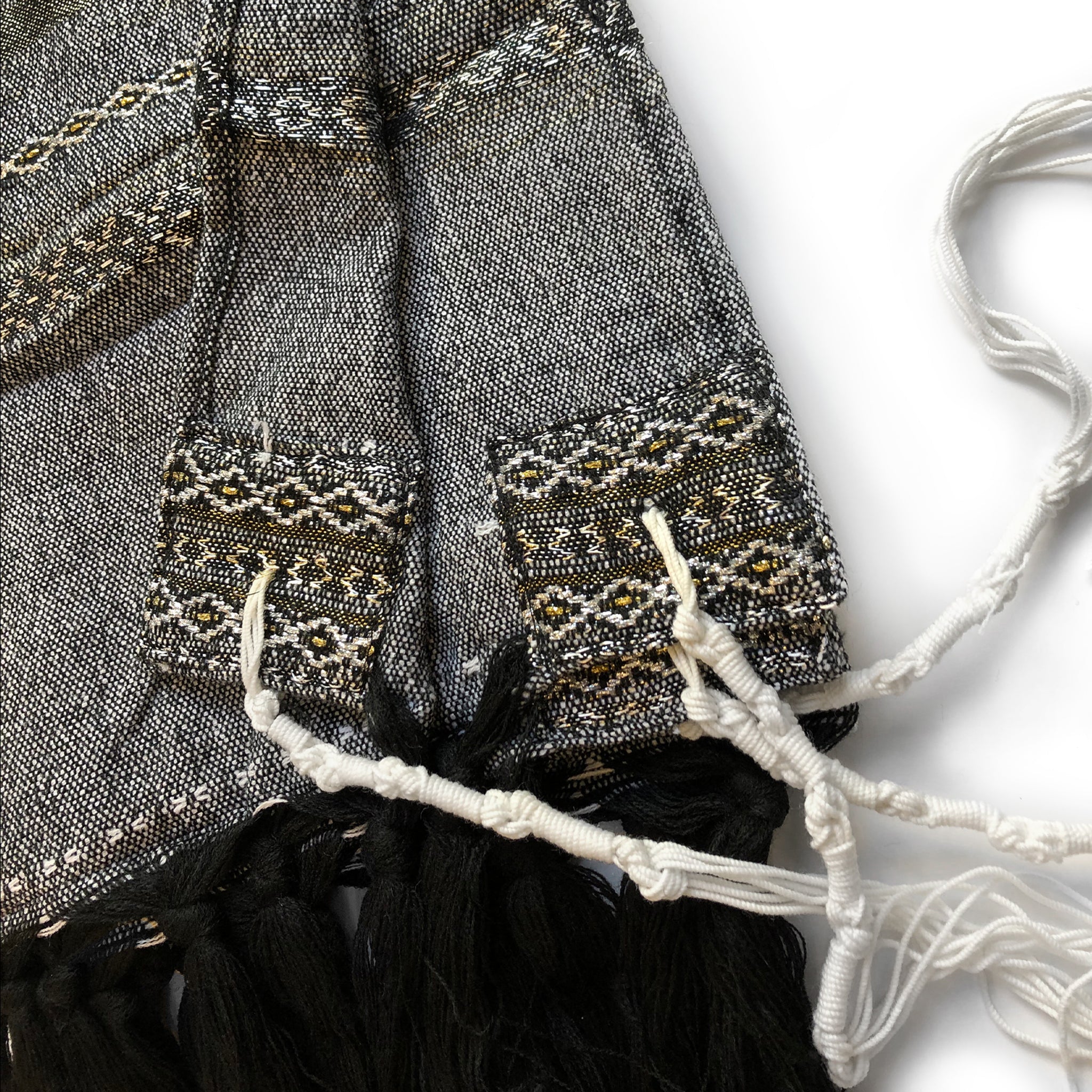 Gabrieli Premium - Wool Tallit - Gold & Silver on Gray