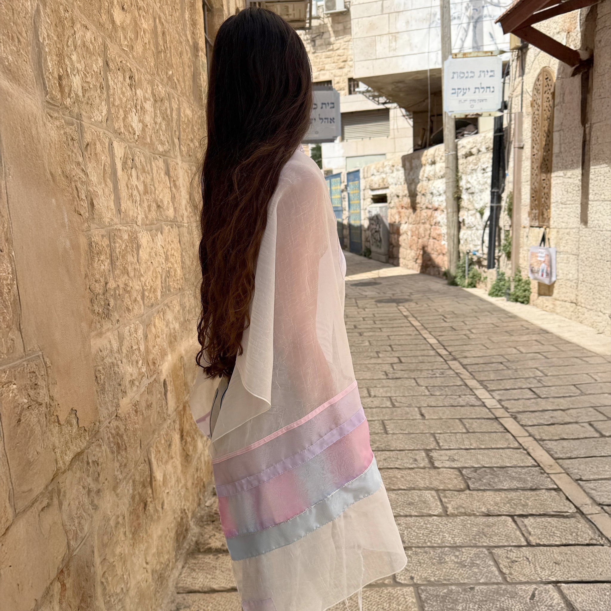 Lady Gabrieli - Voile Tallit - Pink and Purple