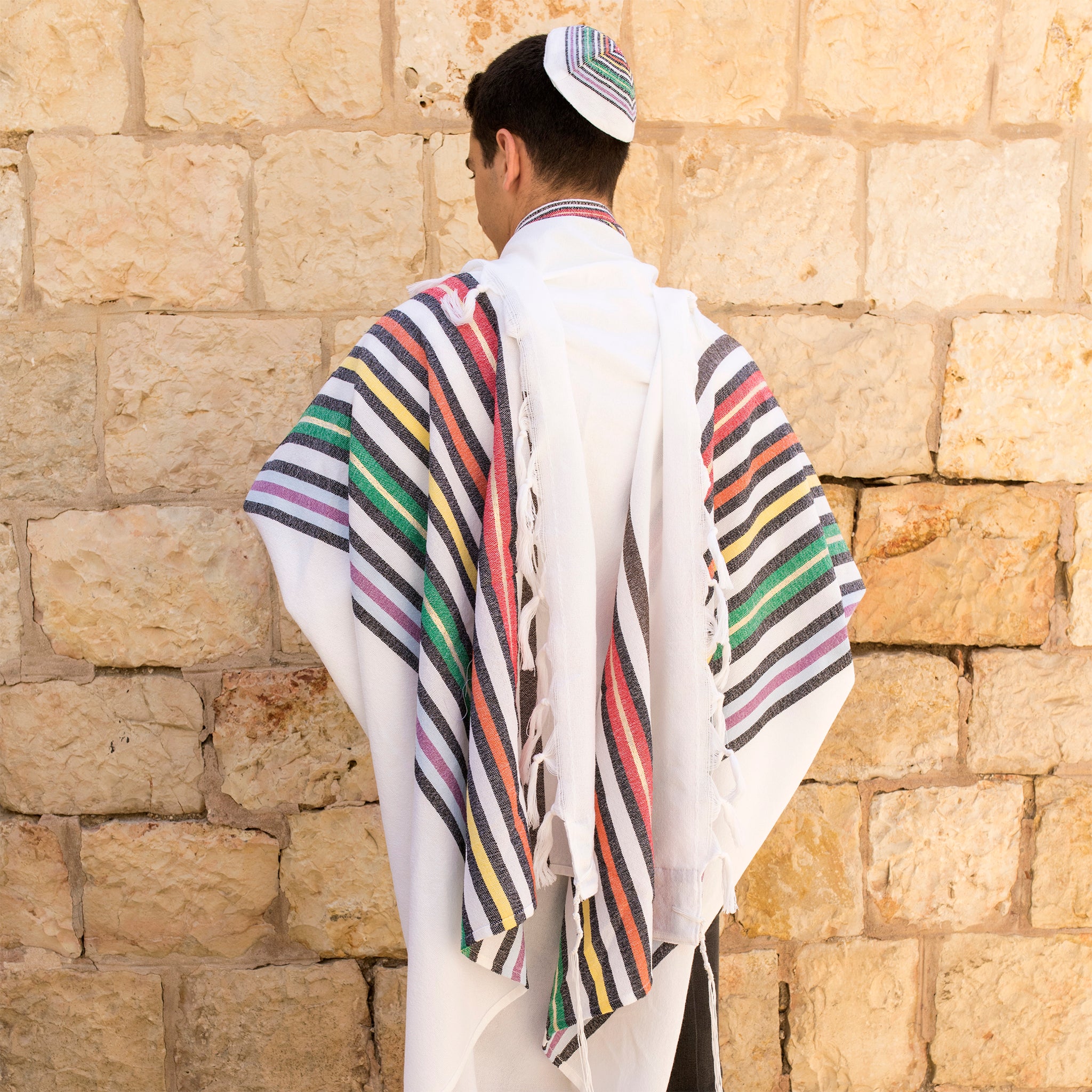 Purim - Wool Tallit - white background