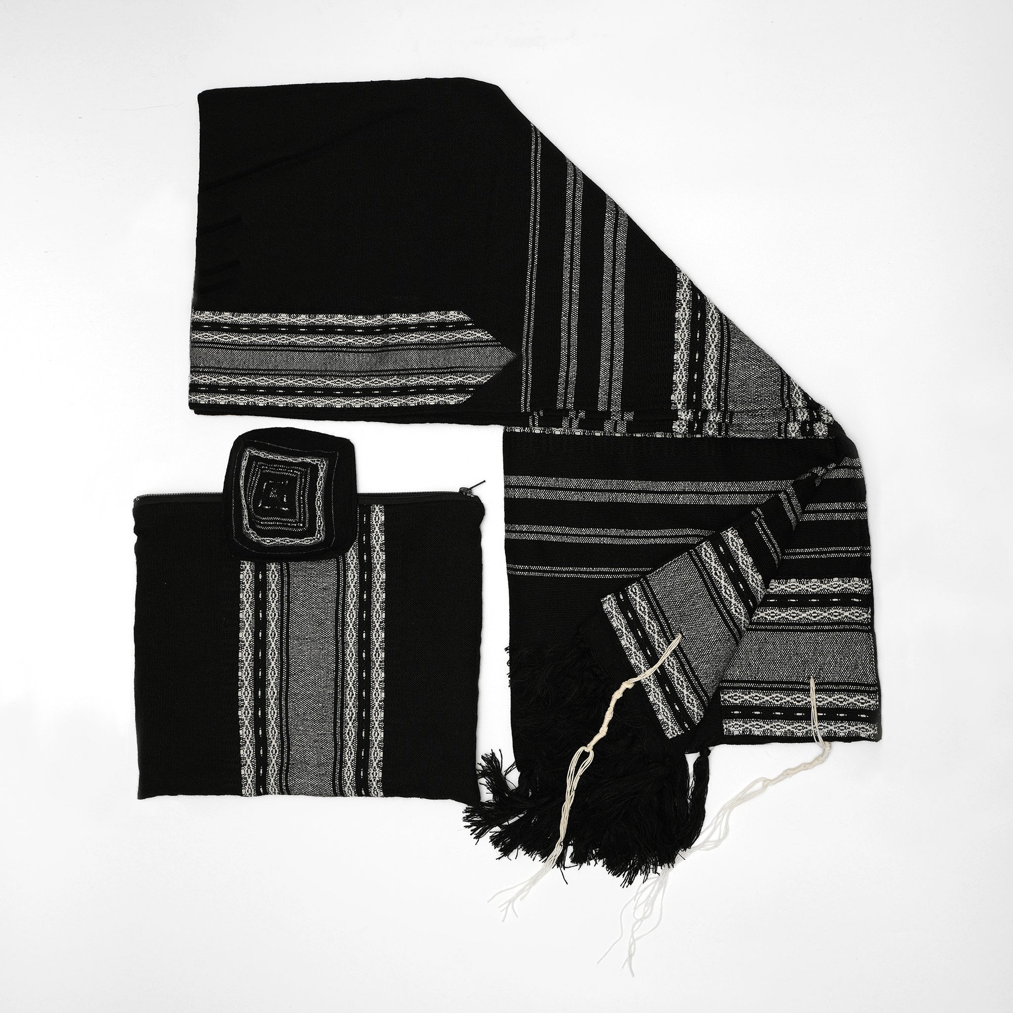 Samuel - Wool Tallit - White on Black