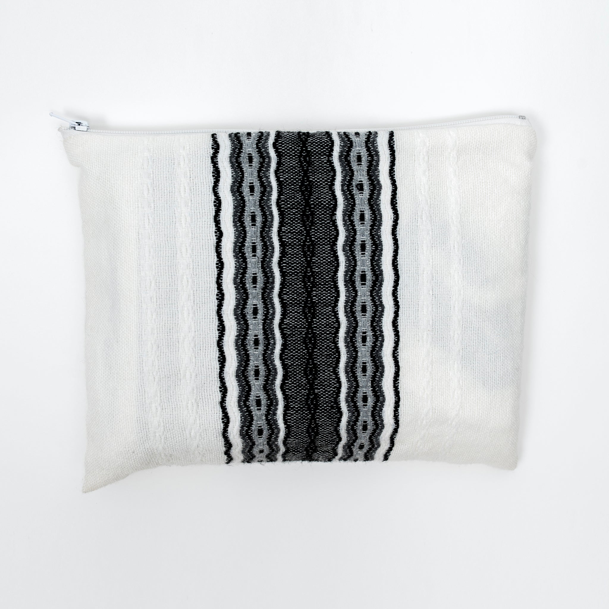Adam - Wool Tallit - Grays on White