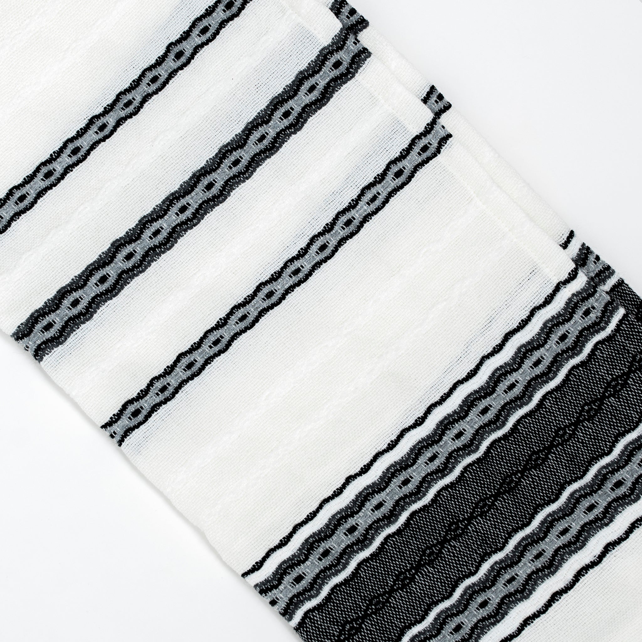 Adam - Wool Tallit - Grays on White