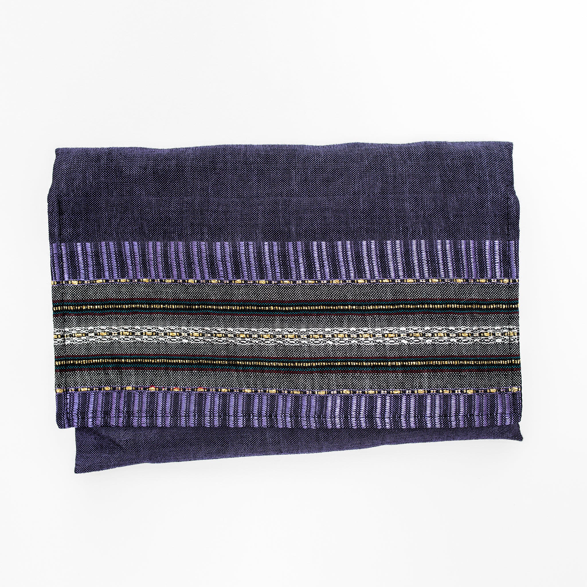 Elia - Silk Tallit- Gray with Gold on Purple