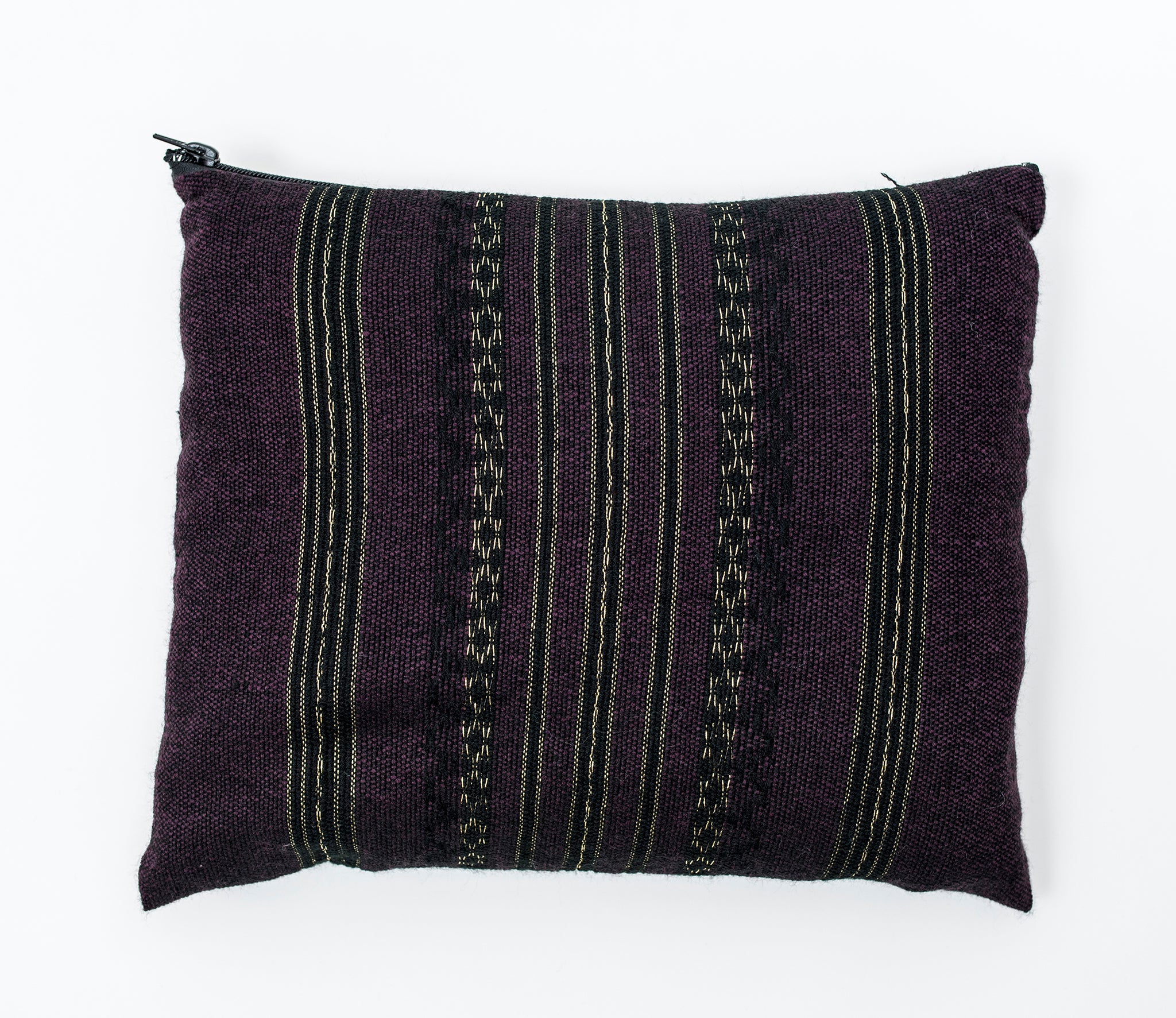 Hagar - Wool Tallit - Black and Gold on Purple