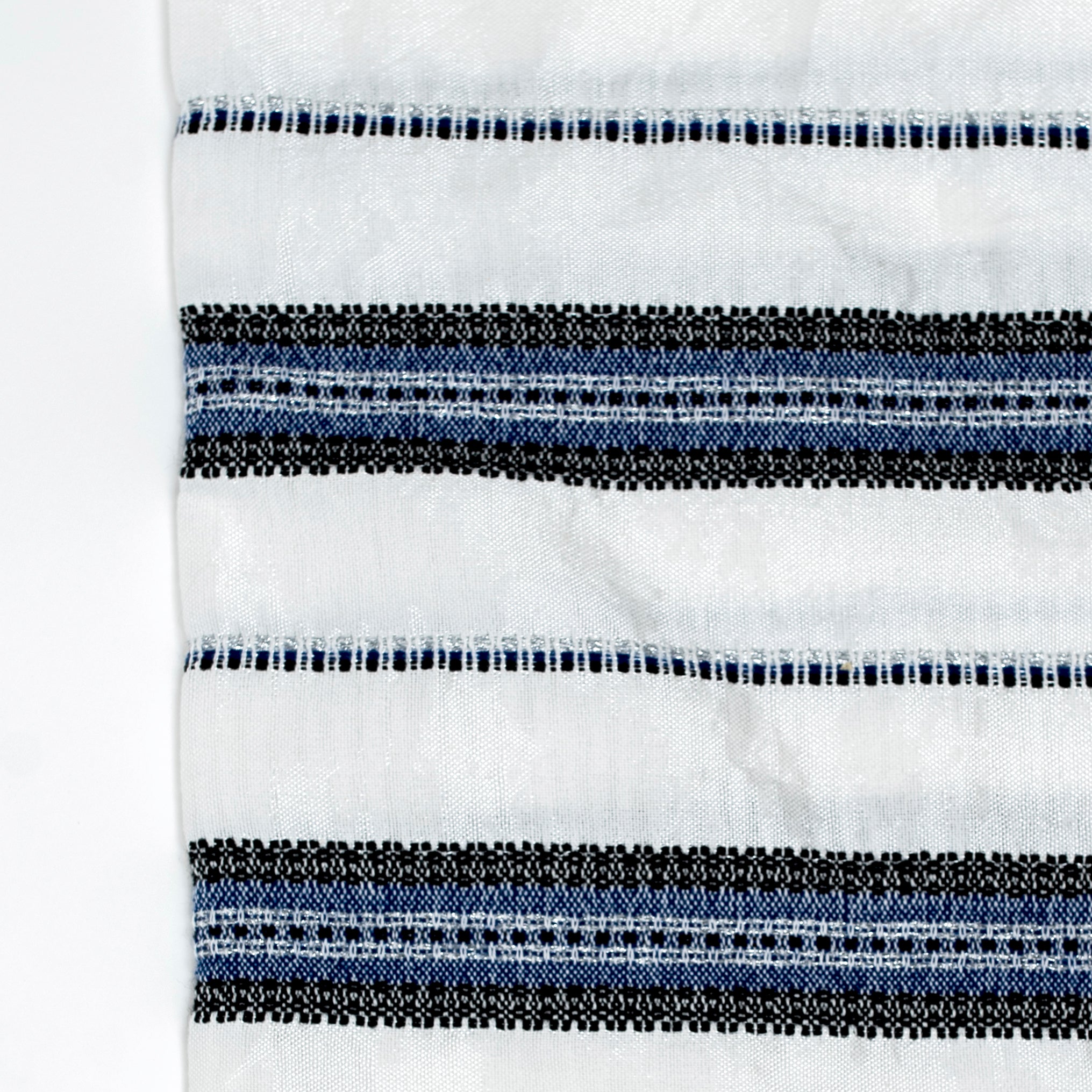 Ruth - Silk Tallit - Blue and Black with Silver on White