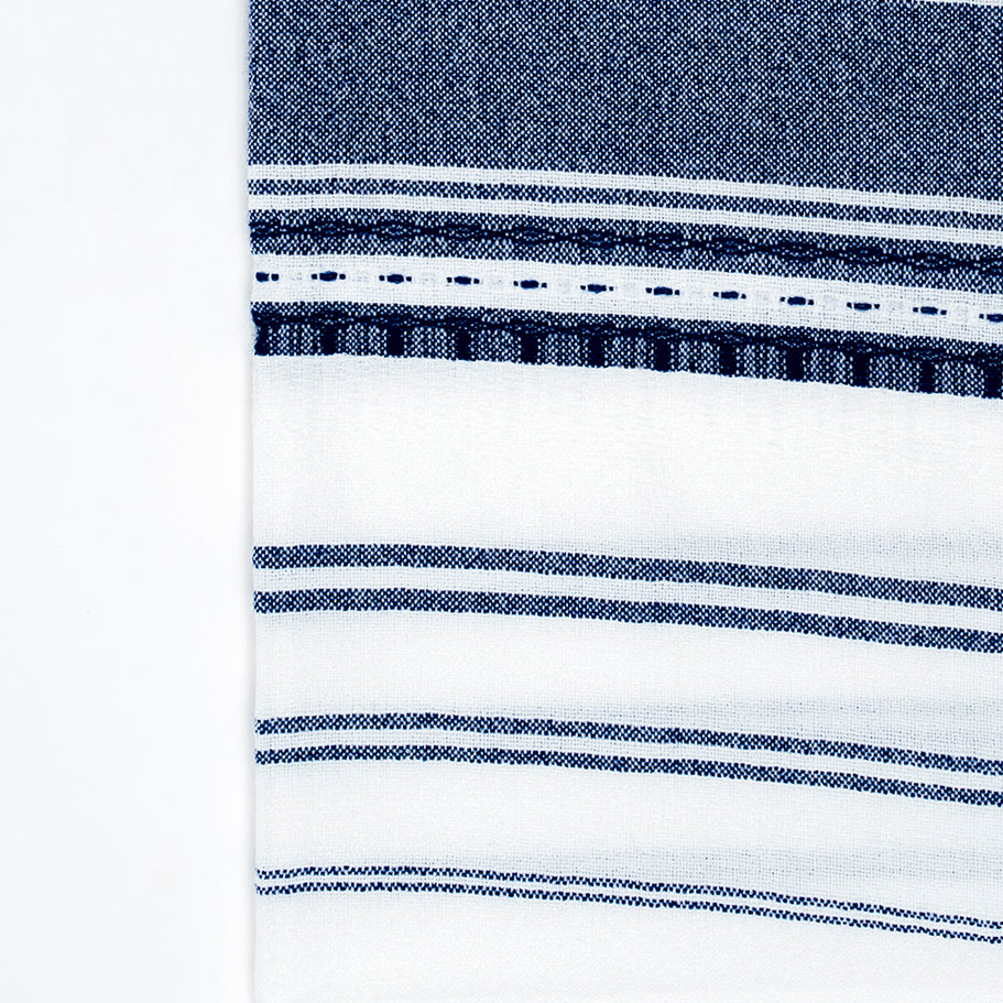 Samuel - Wool Tallit  - Blue on White