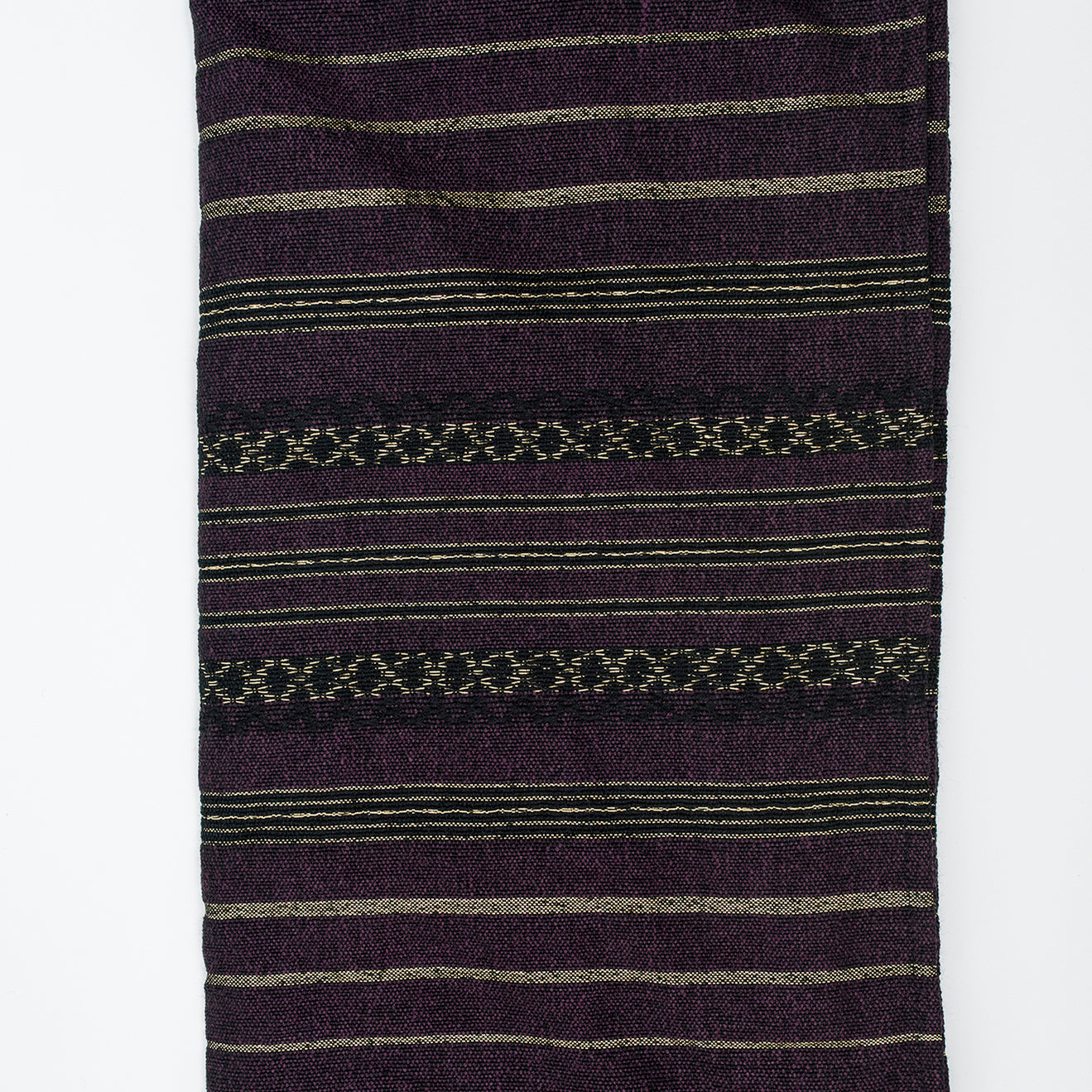Hagar - Wool Tallit - Black and Gold on Purple