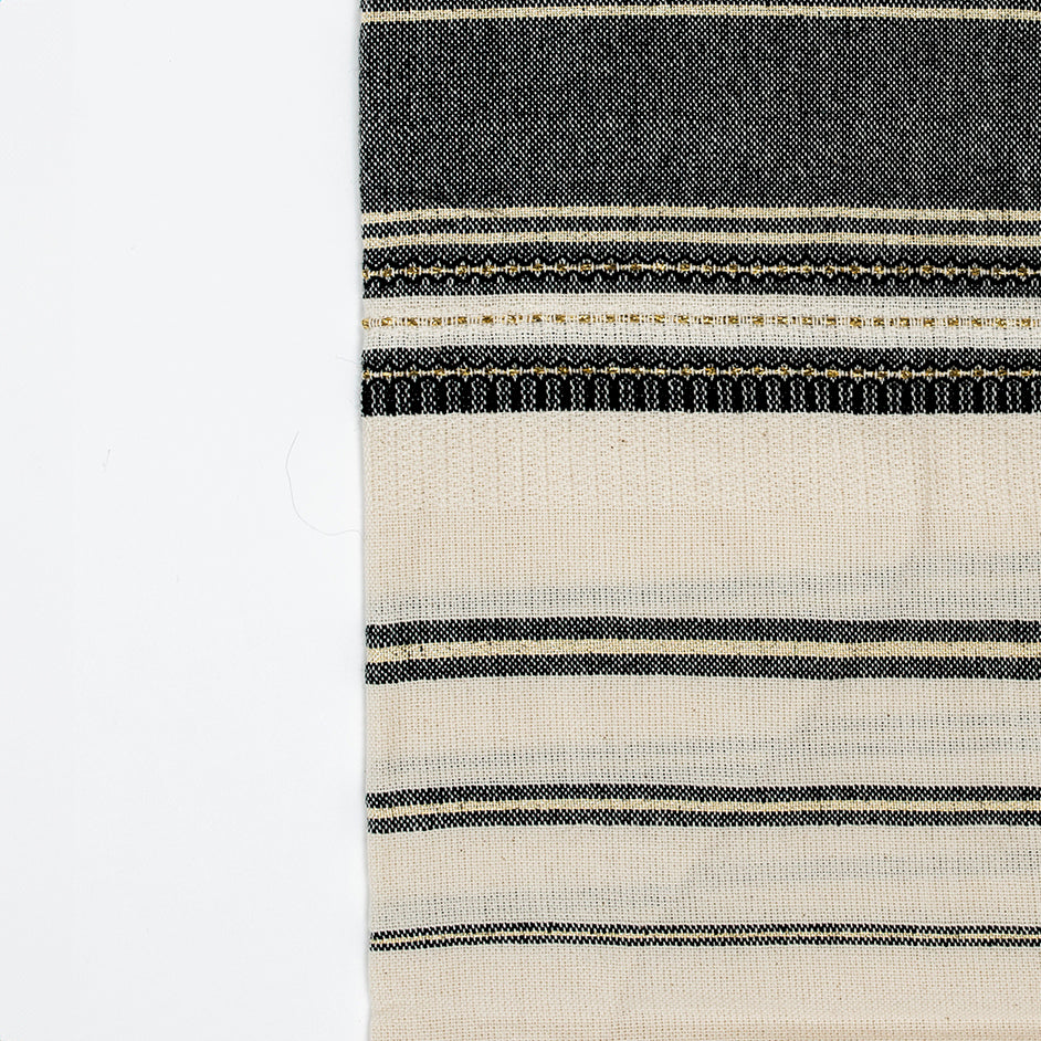 Samuel - Cotton Tallit - Black with Gold on Off-White