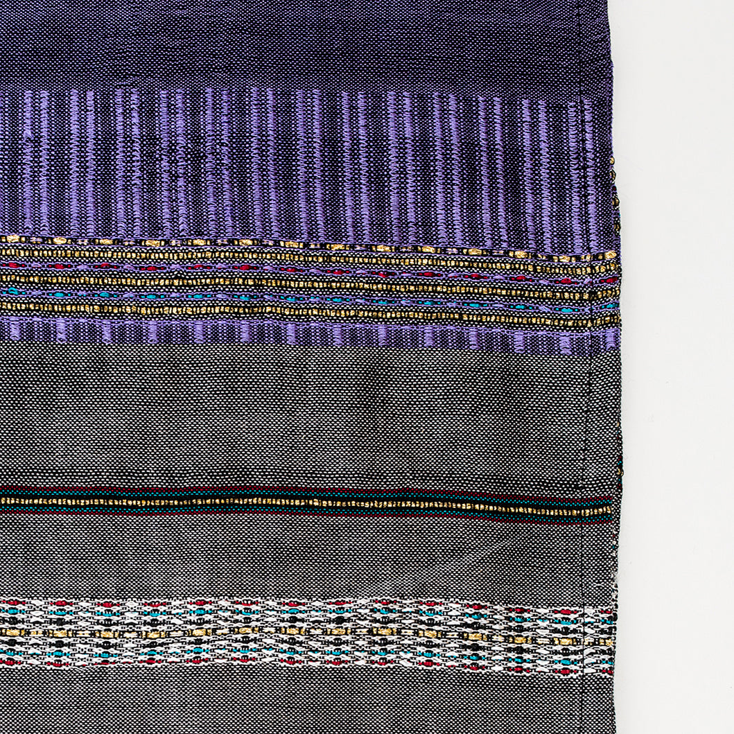 Elia - Silk Tallit- Gray with Gold on Purple