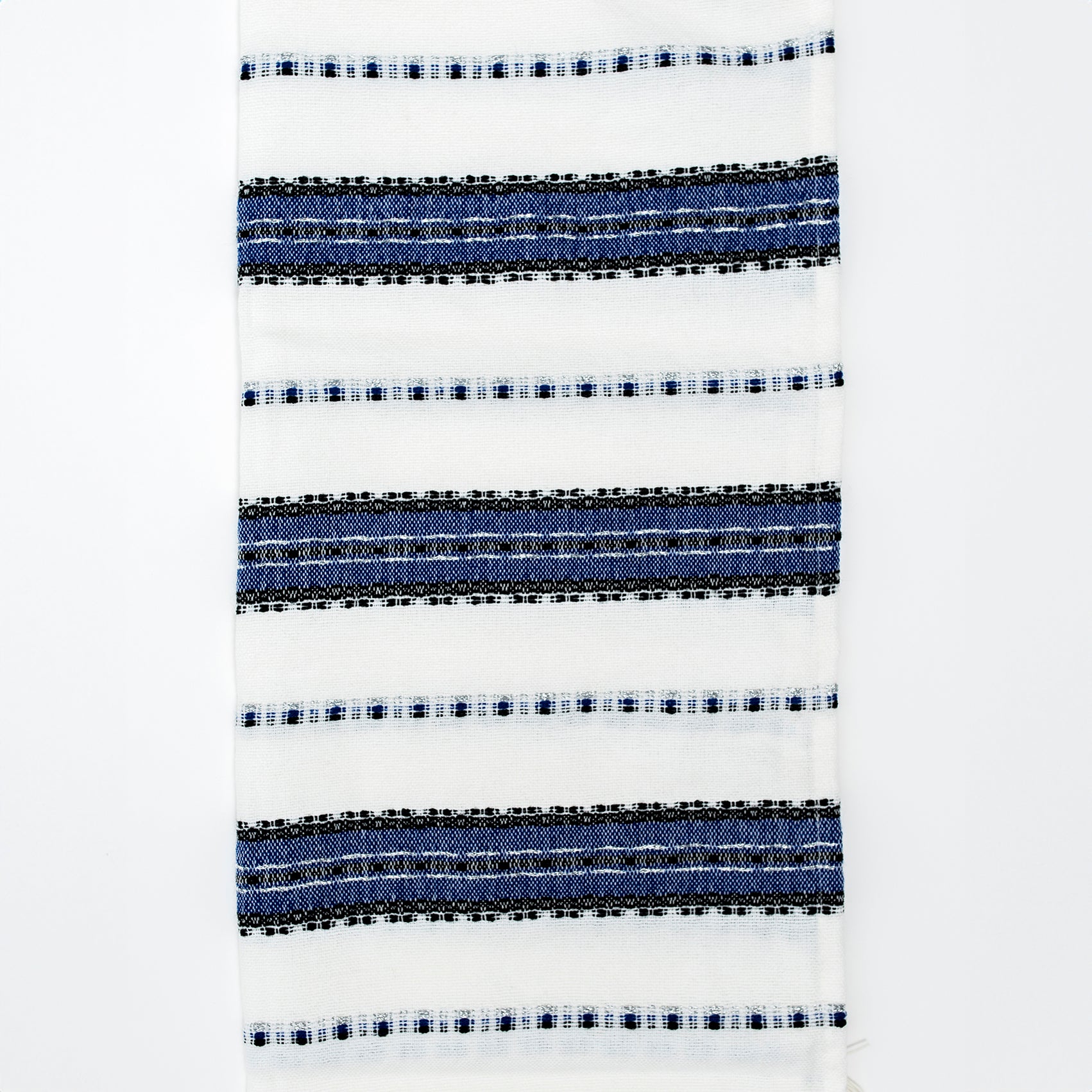 Ruth - Wool Tallit - Blue and Black with Silver