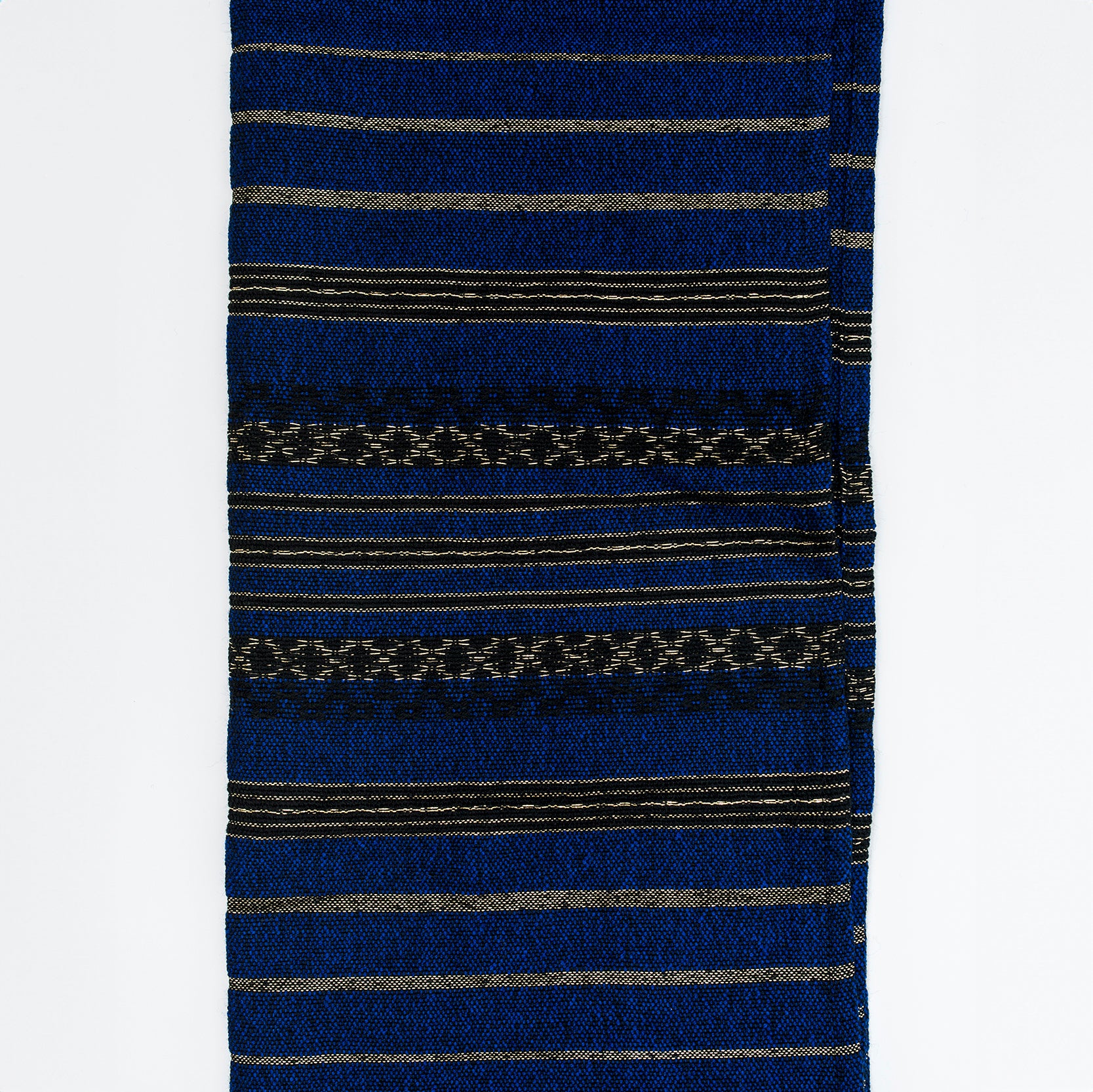 Hagar - Wool Tallit - Black and Gold on Blue