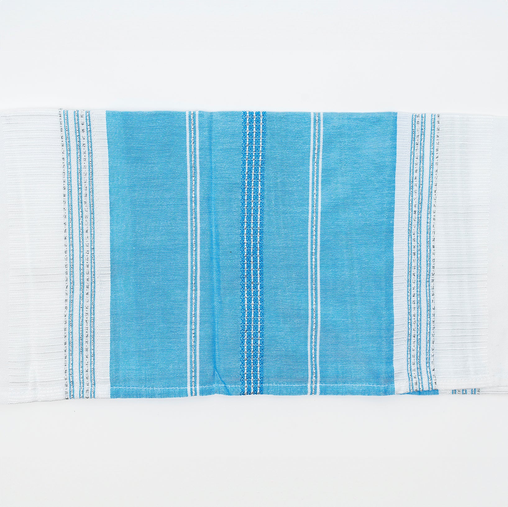 Elia - Silk Tallit - Flag Blue with Silver on White