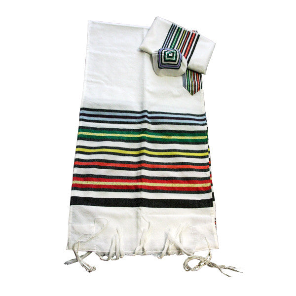 Purim - Wool Tallit - white background
