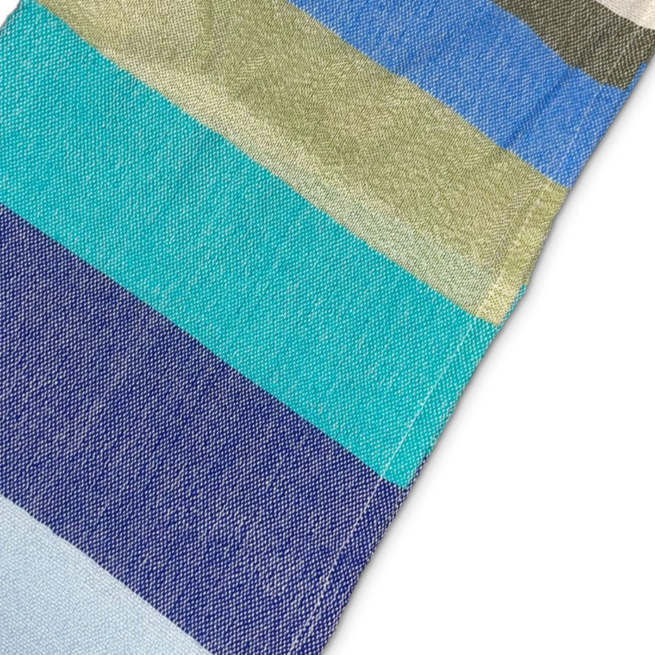 Omer - Wool Tallit - Wide Stripes in shades of Blue and green
