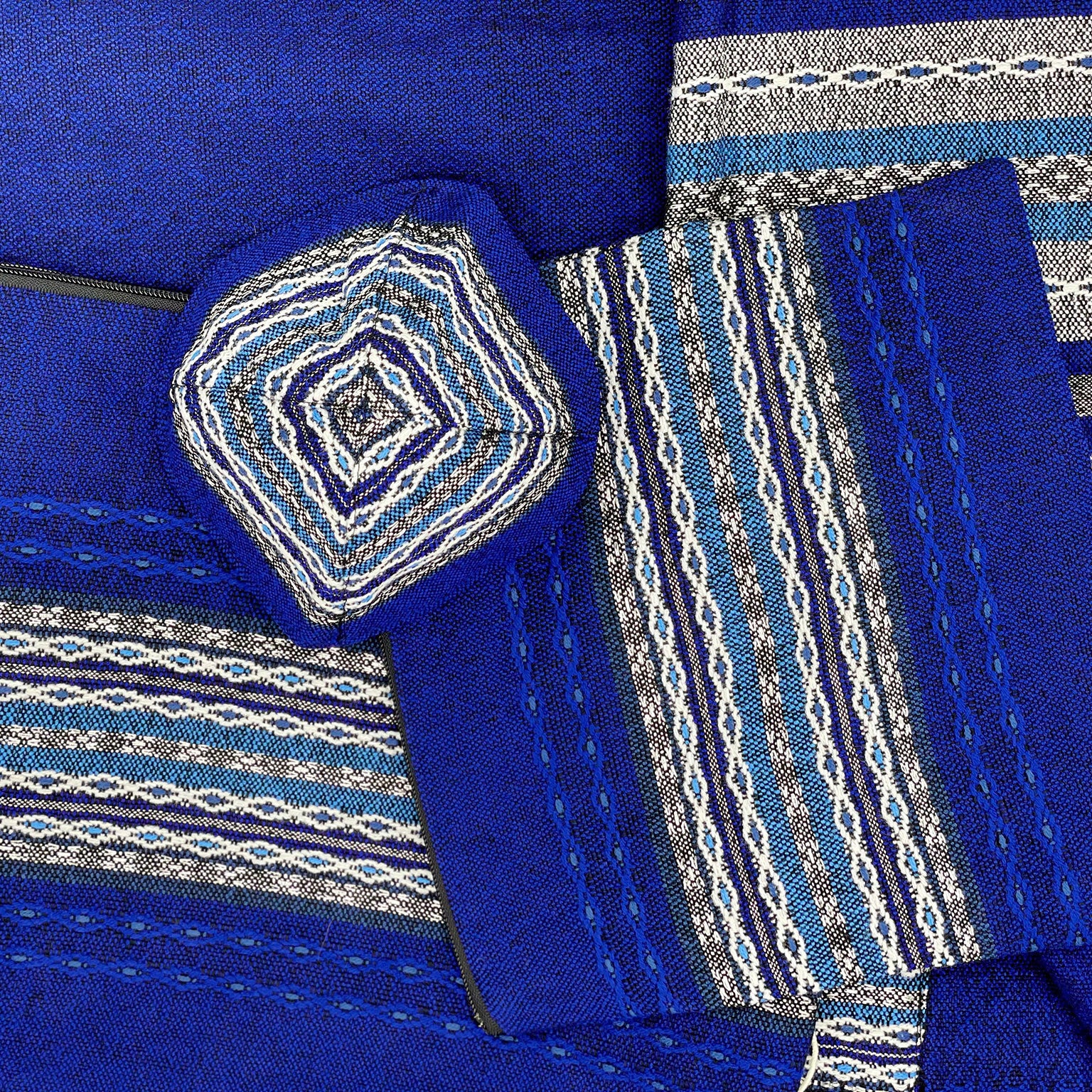 Gabrieli Premium - Wool Tallit - Shades of Blue with Silver on Blue