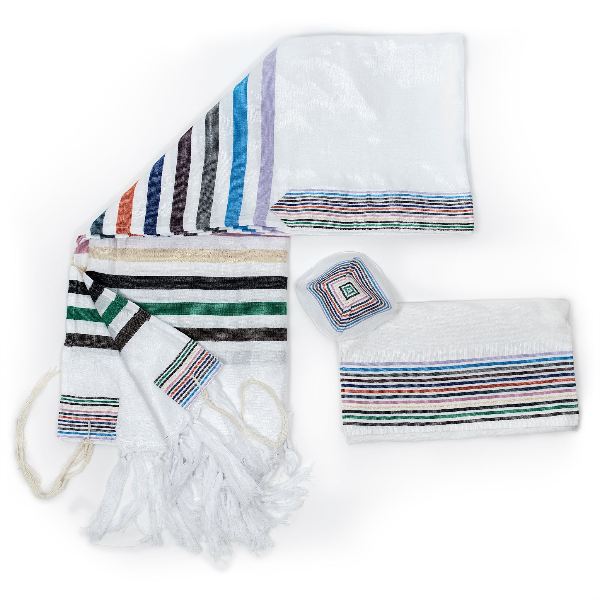 Josef - Silk Tallit - 12 Stripes on White