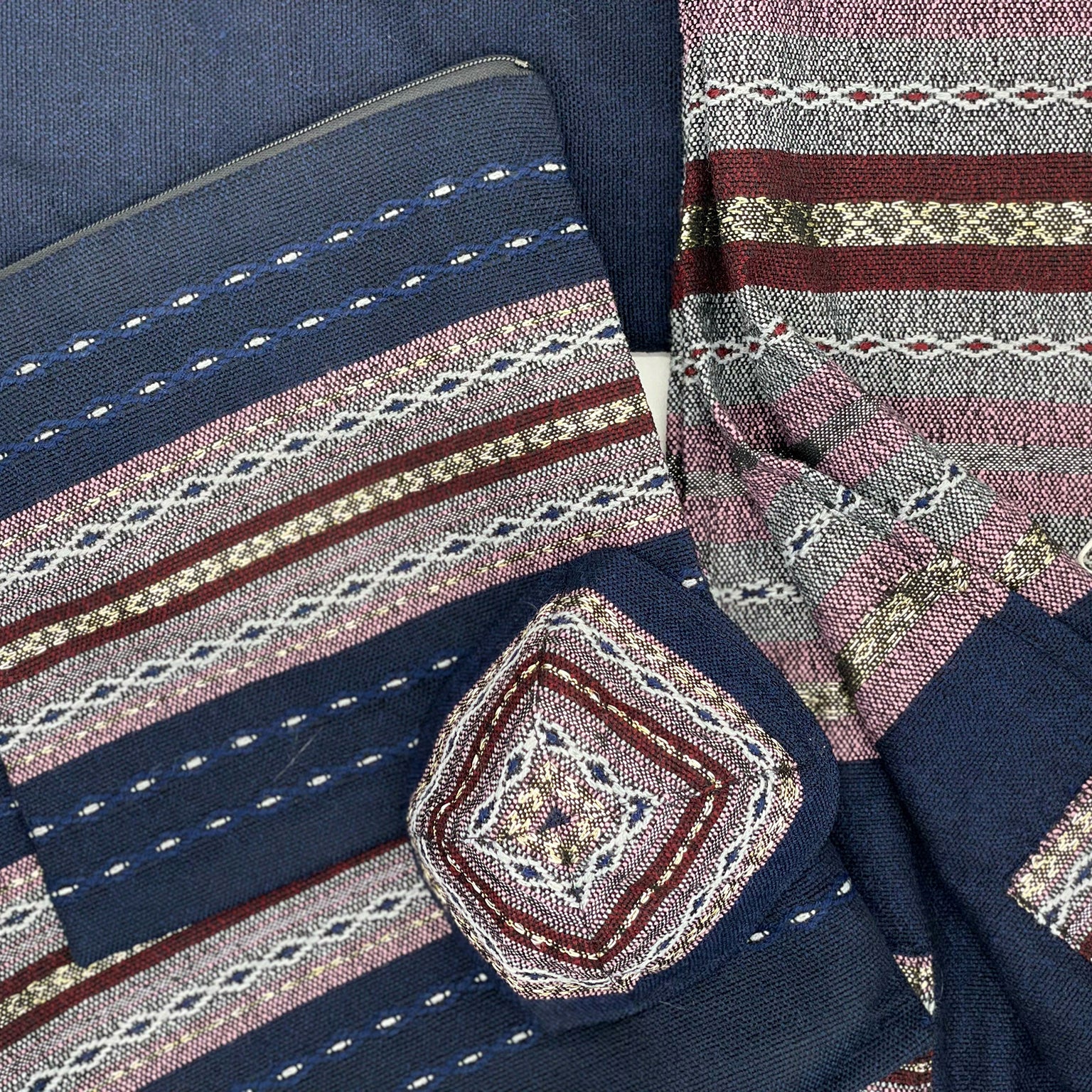 Gabrieli Premium - Wool Tallit - Purples and Gold on Dark Blue