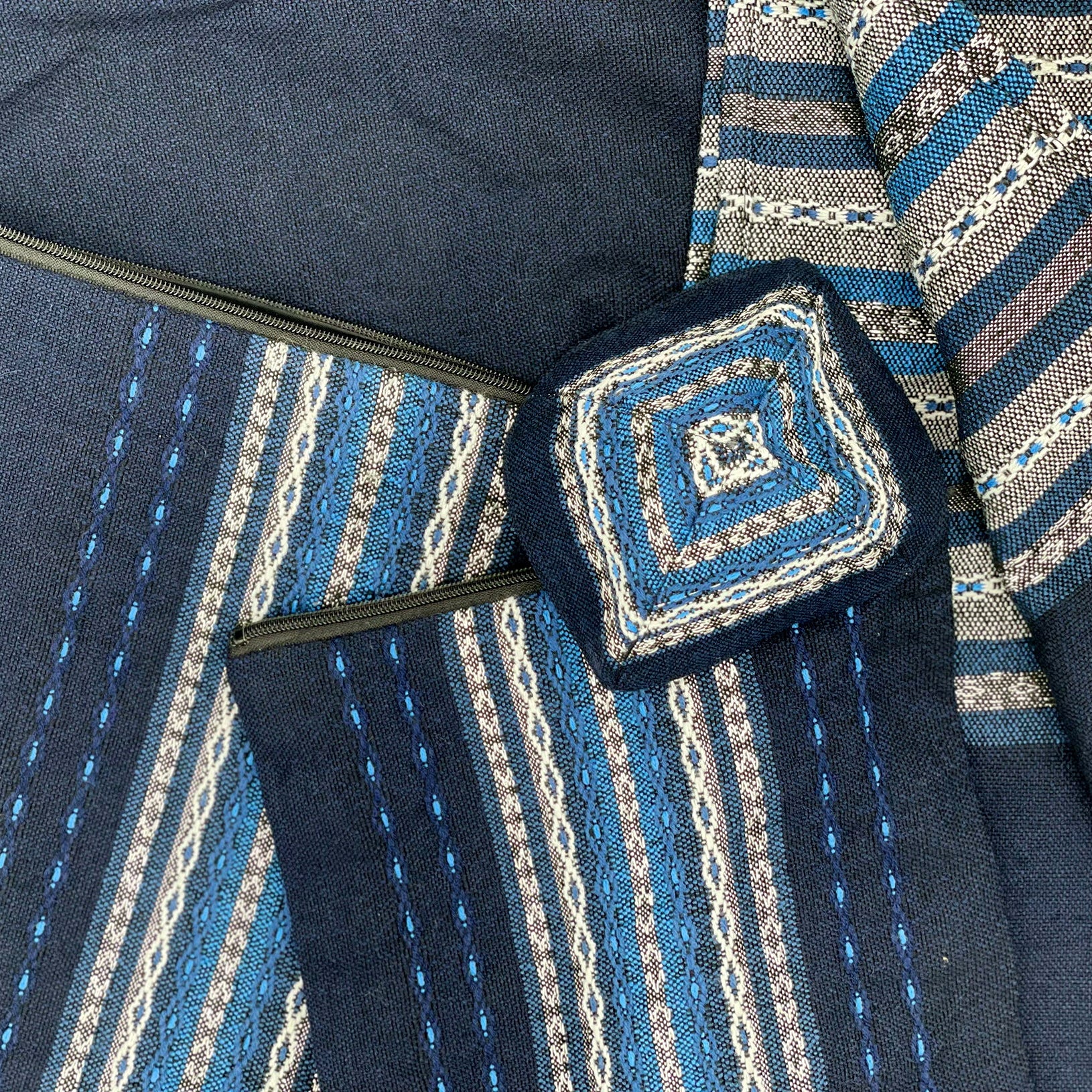 Gabrieli Premium - Wool Tallit - Shades of Blue with Silver on Dark Blue