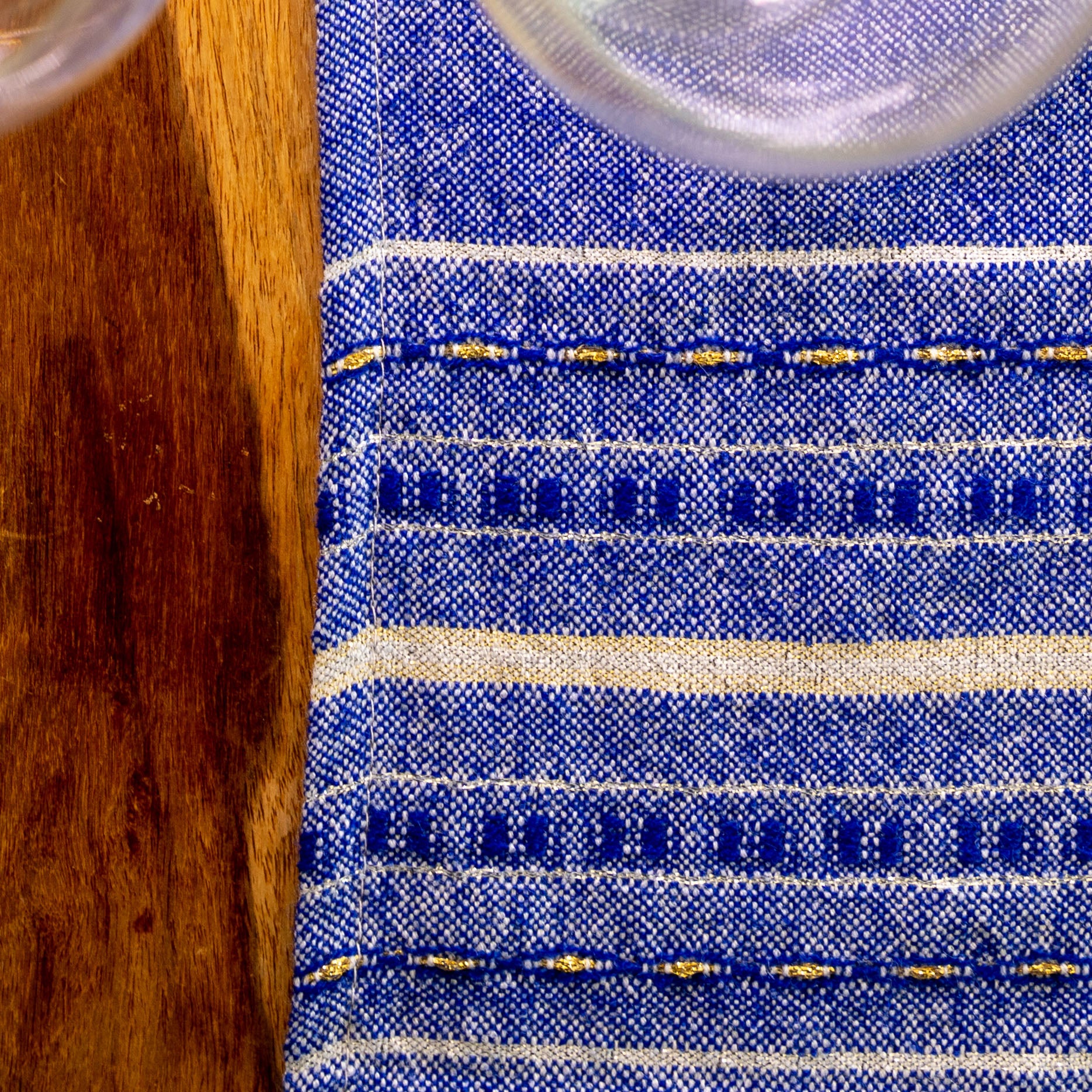 Tablecloth - Classic Design - Blue Background with Gold and Silver