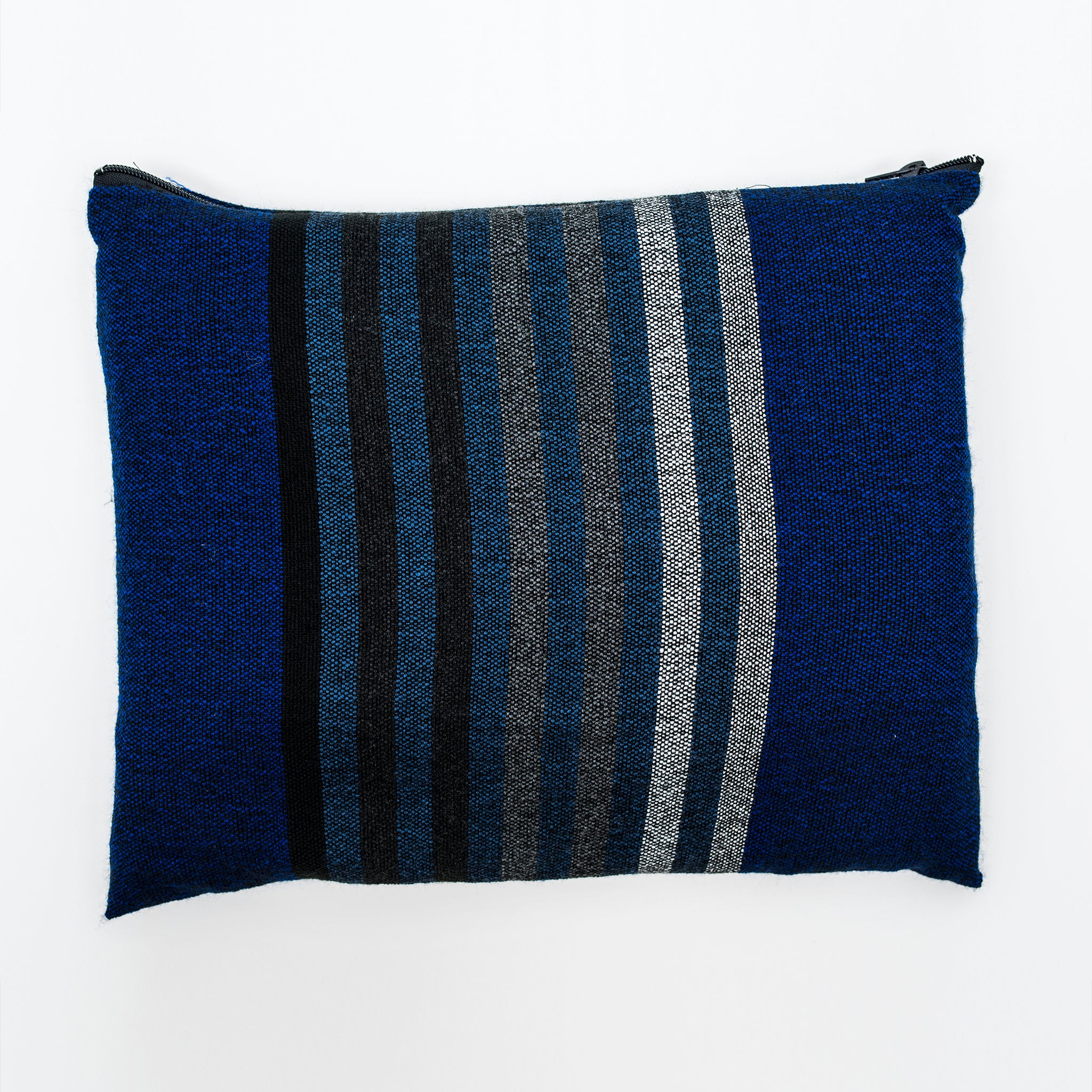 Gad - Wool Tallit - Grey on Blue