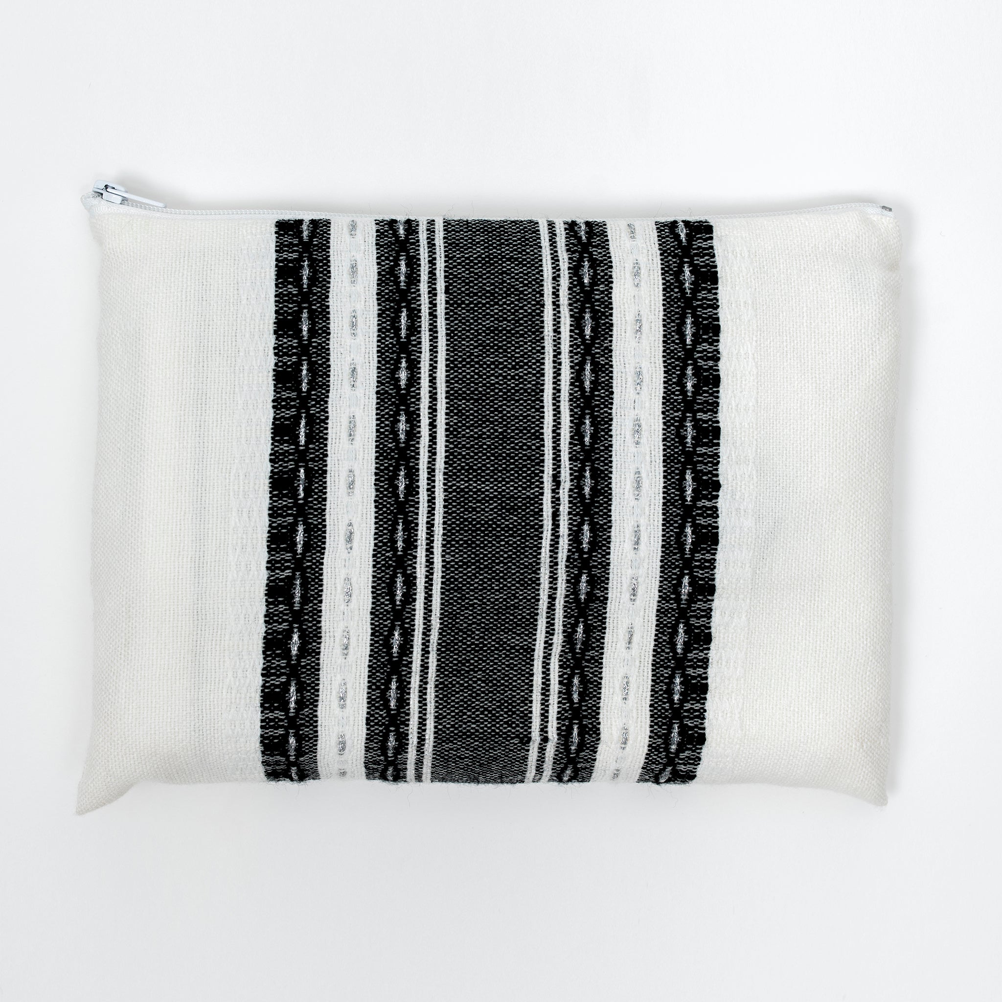 Samuel - Wool Tallit - Black and Silver on White
