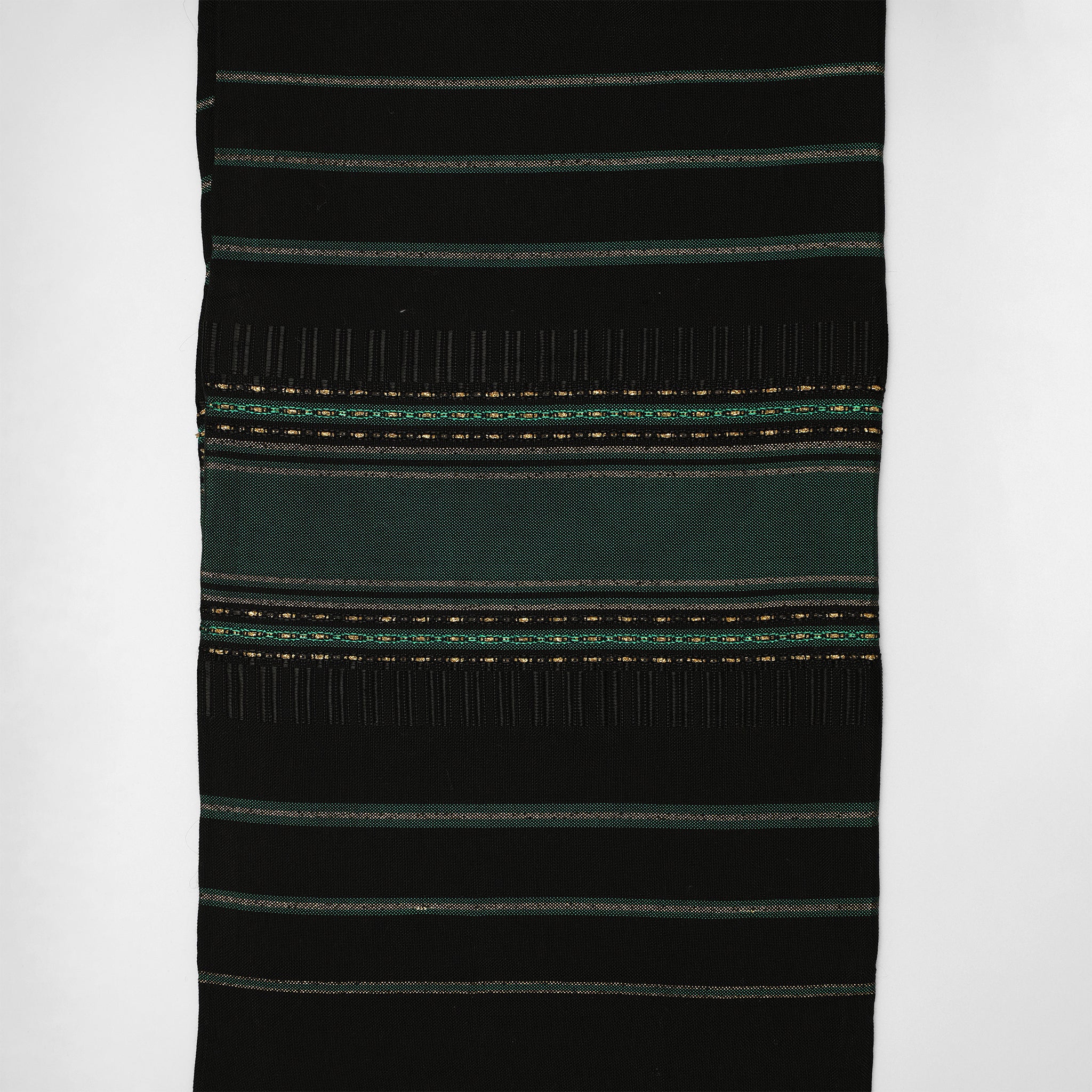 Samuel - Silk Tallit - Green with Gold on Black