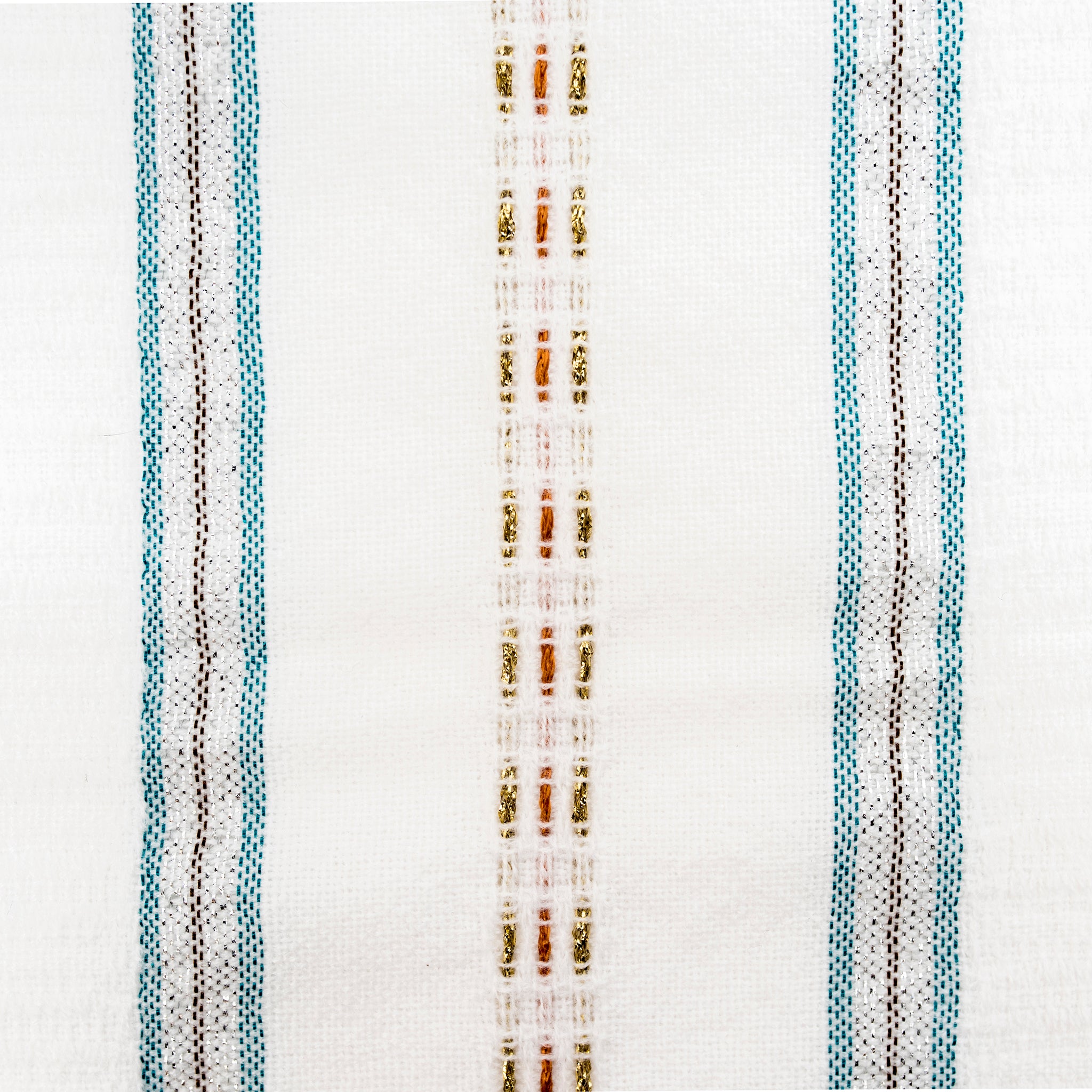 Tablecloths - Gabrieli Design - Turquoise, Orange, Black, Silver and Gold on White