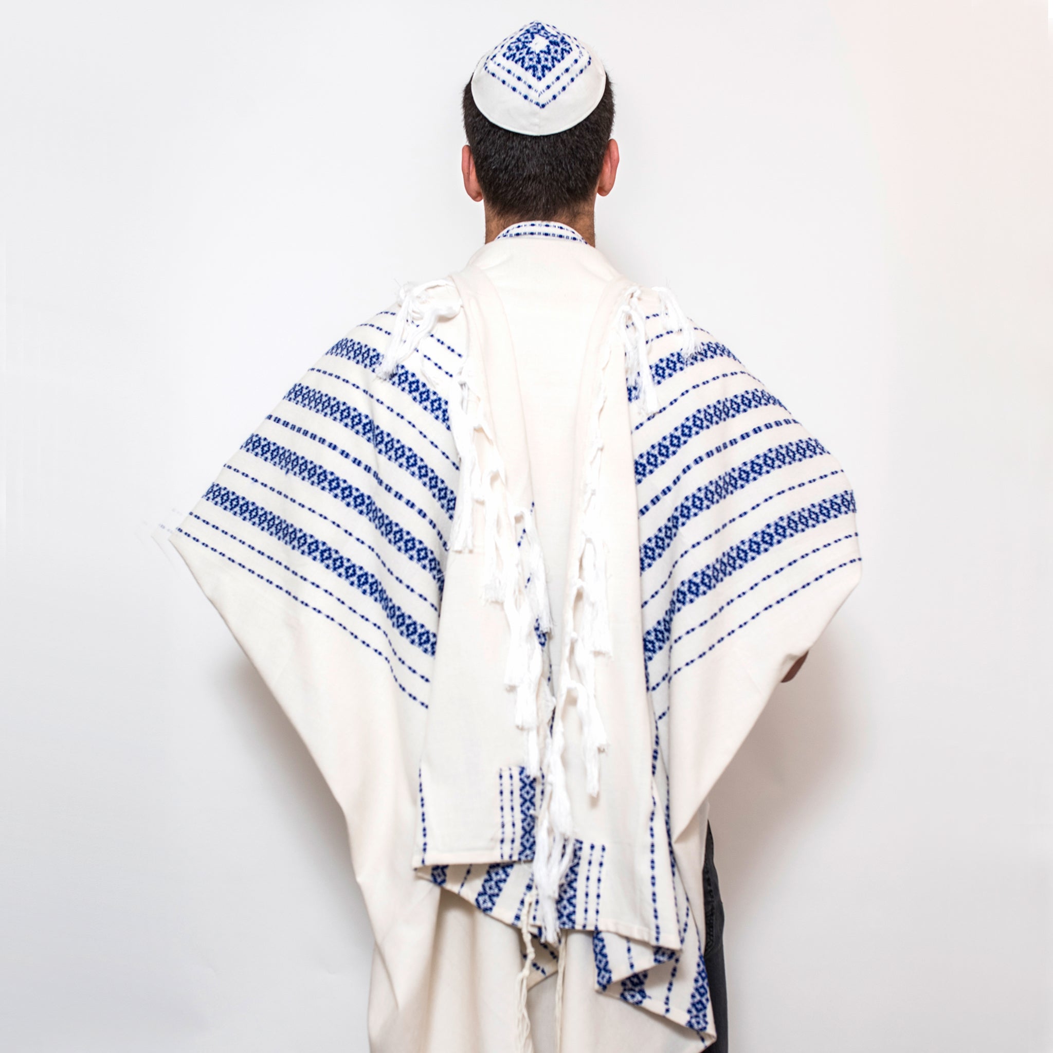 Daniel - Wool Tallit - Blue on White