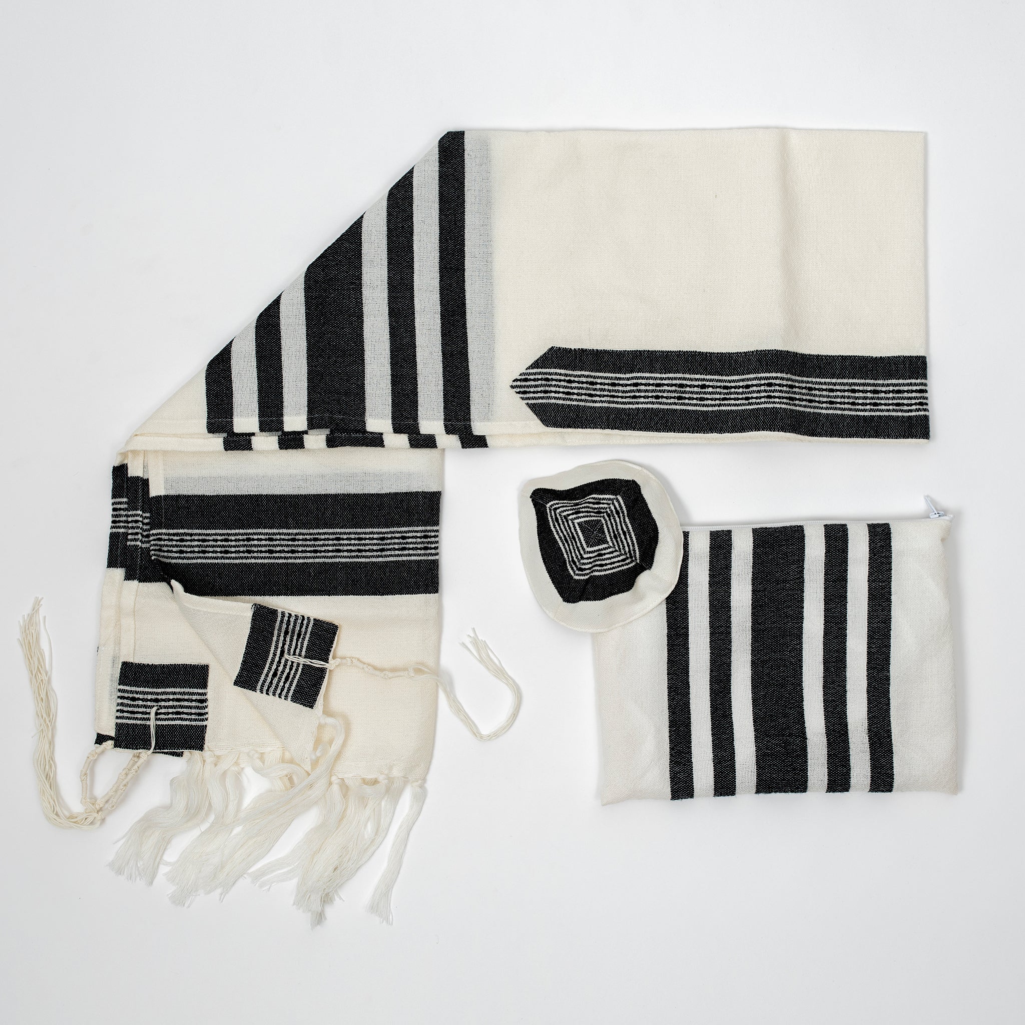 David - Wool Tallit - Black on White