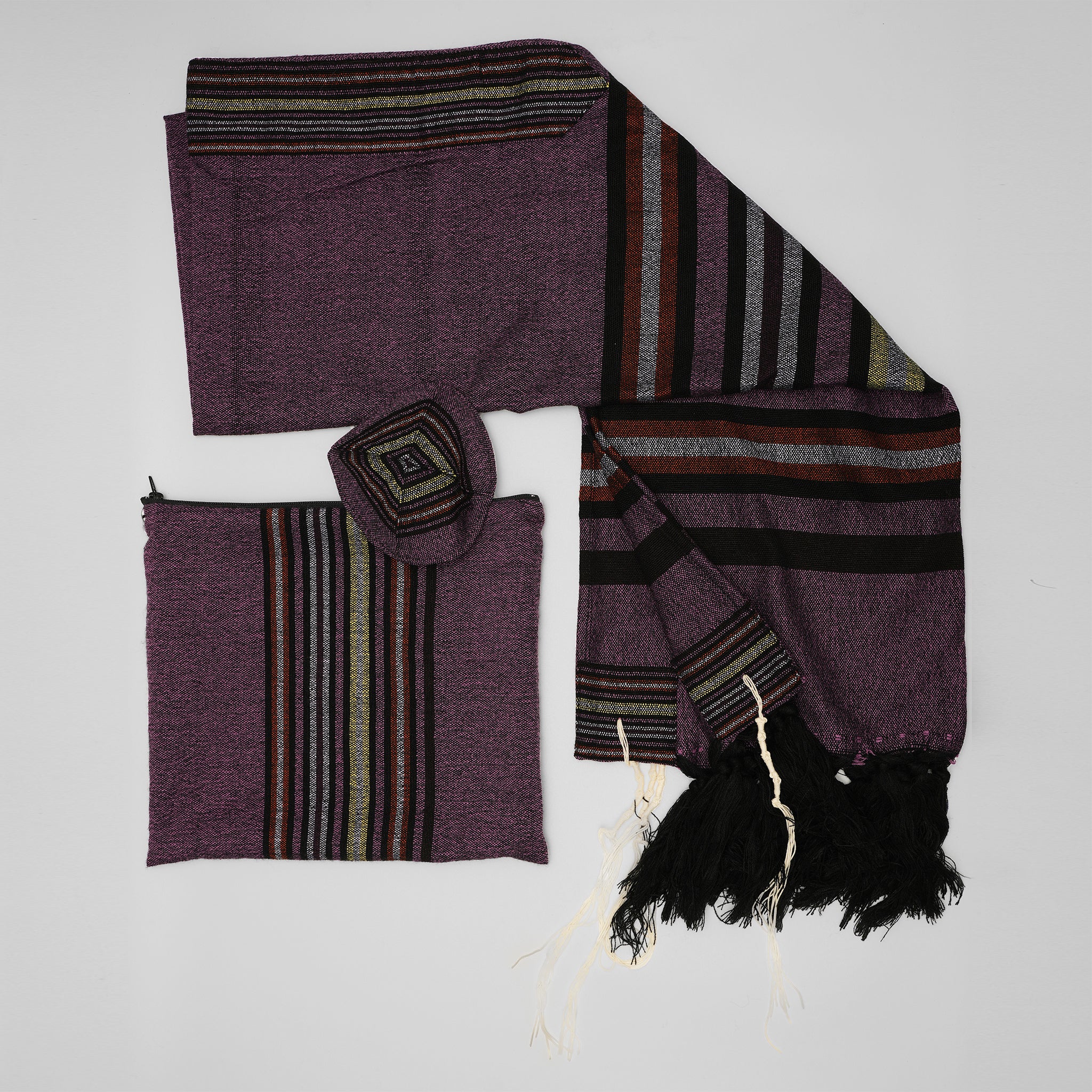 Purim - Wool Tallit - Purple background