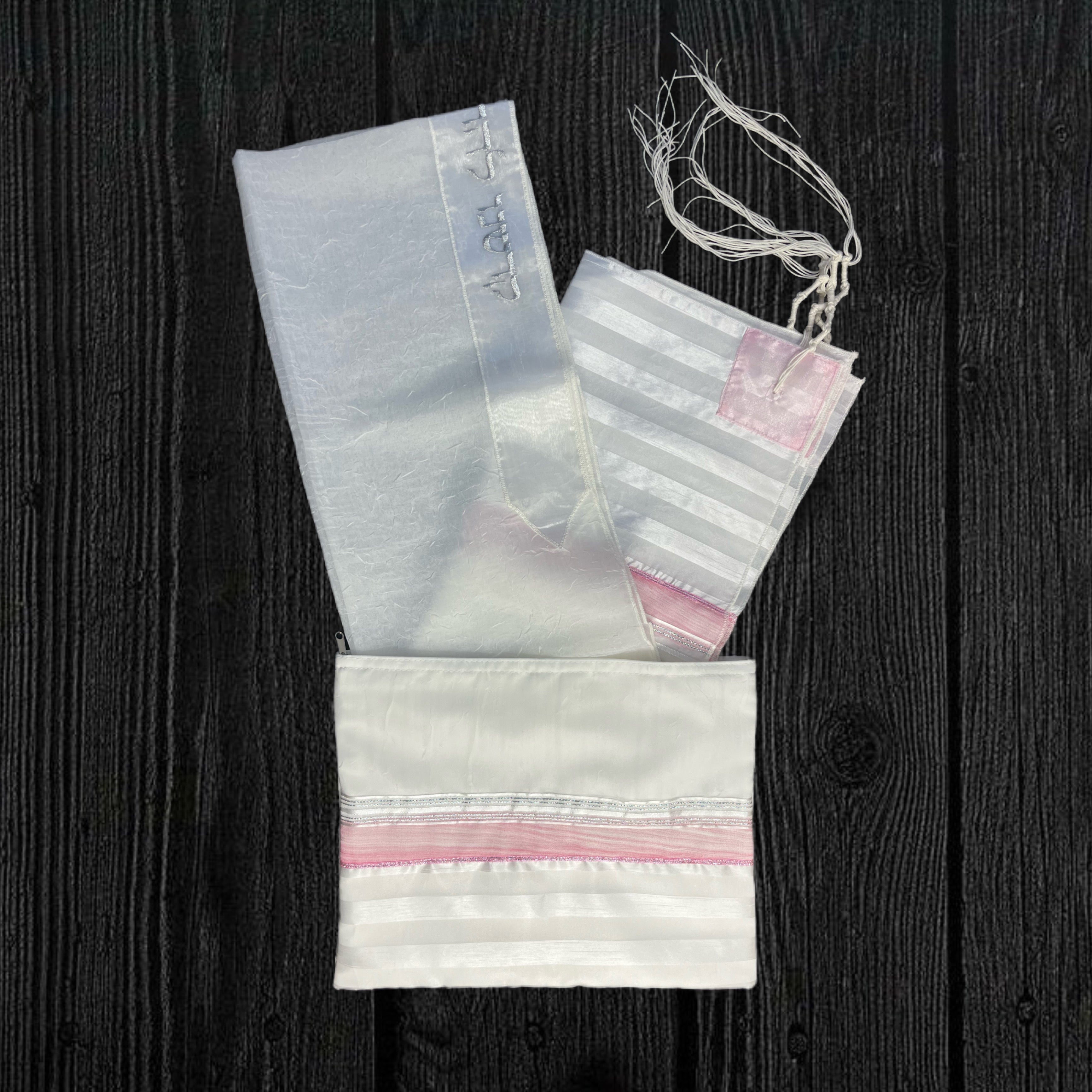 Lady Gabrieli - Voile Tallit - Pink Stripe