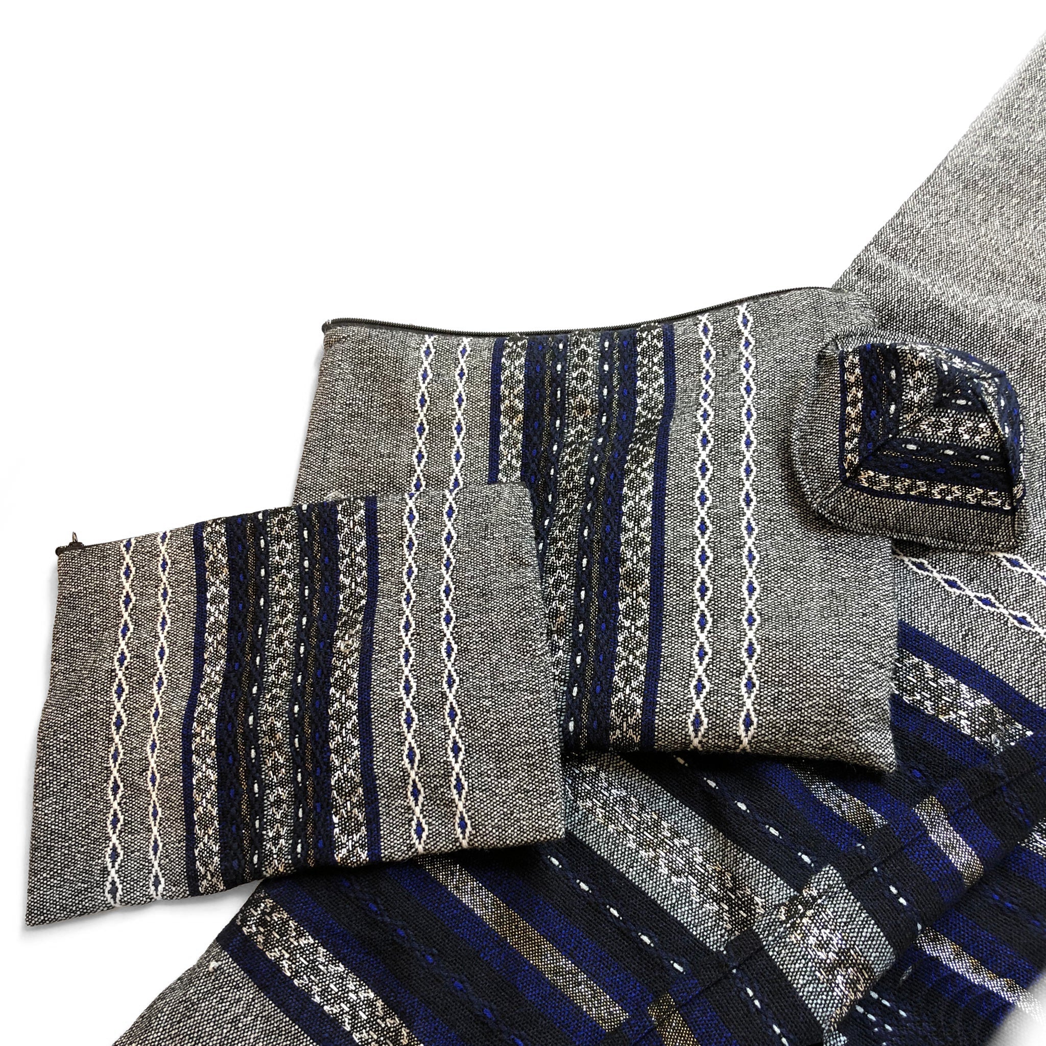 Gabrieli Premium - Wool Tallit - Blue & Silver on Gray