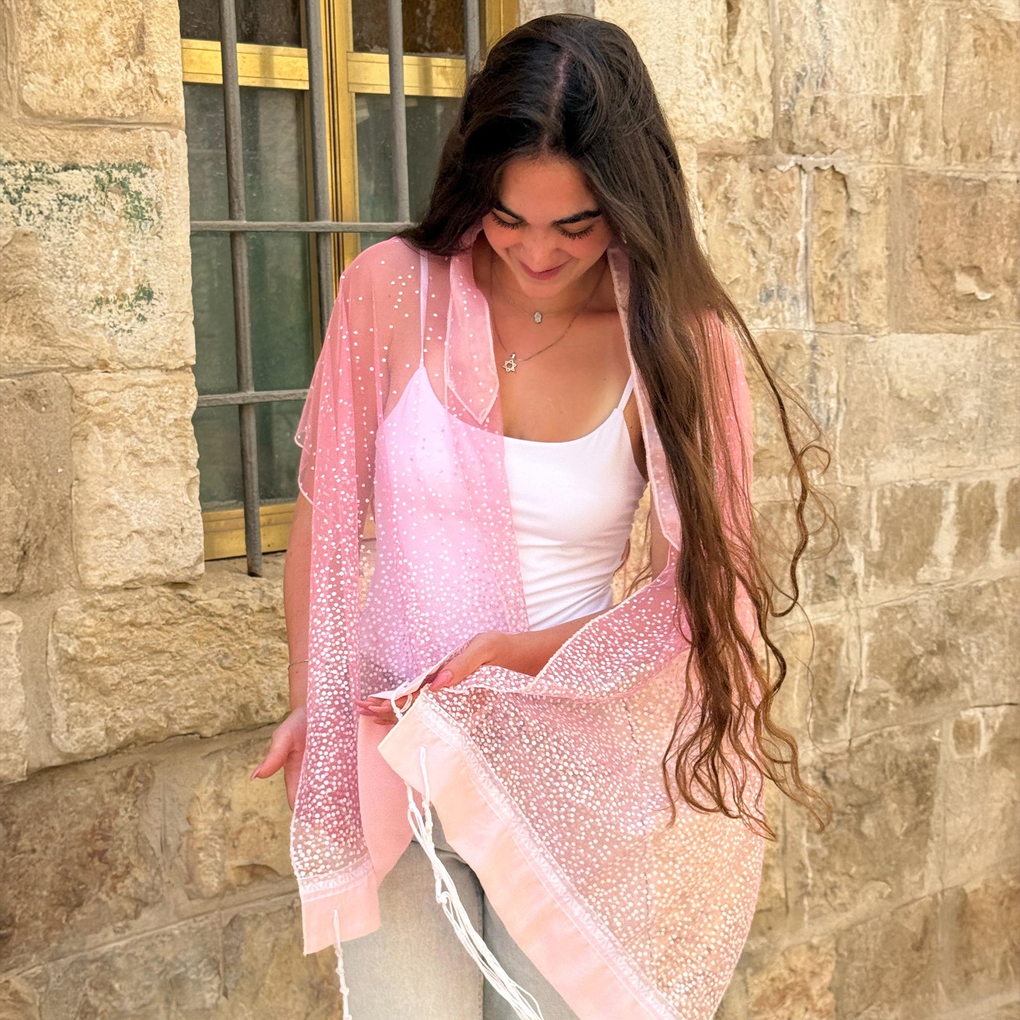 Lady Gabrieli - Tulle Tallit - Pink Glitter