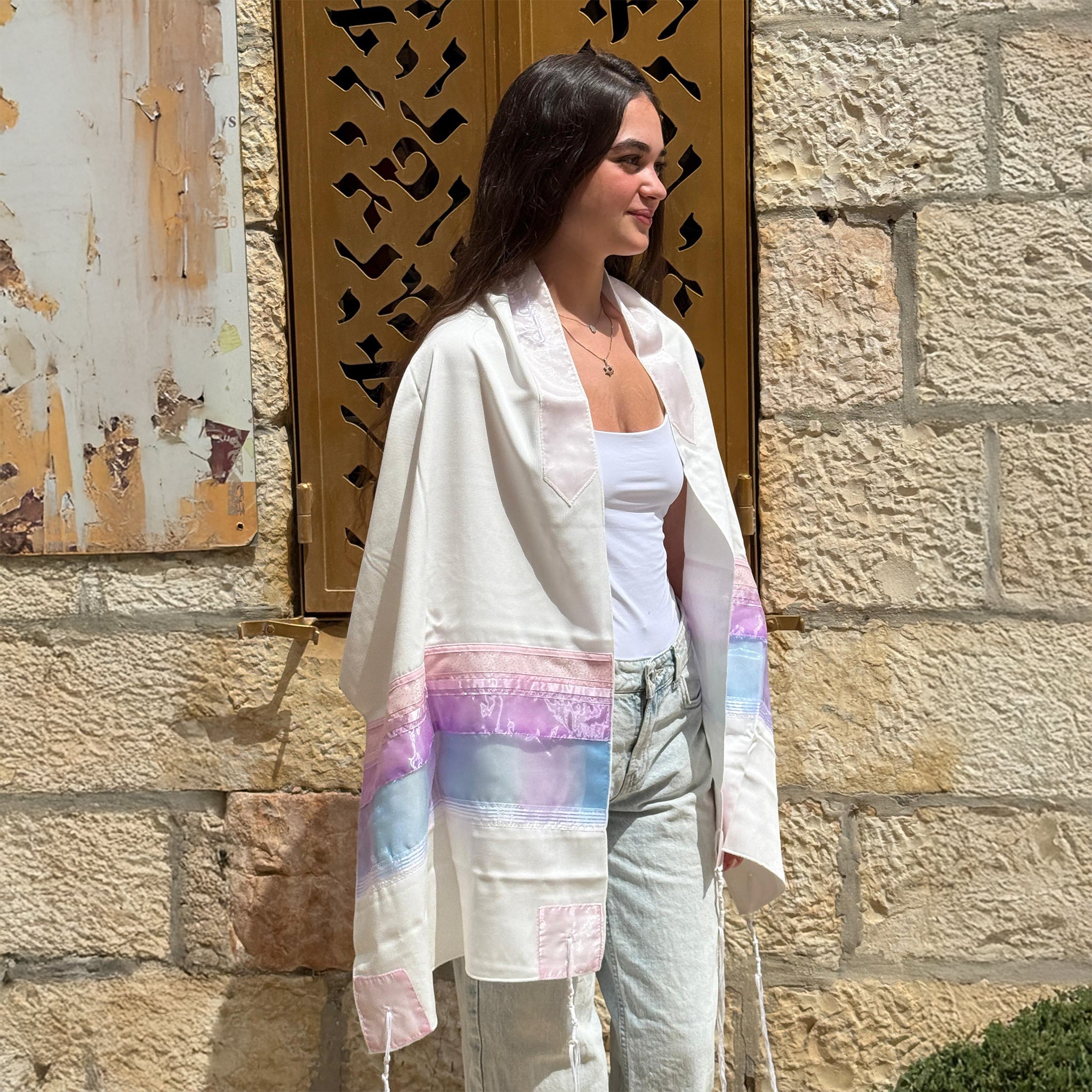 Lady Gabrieli - Viscose Tallit - Pink Glitter