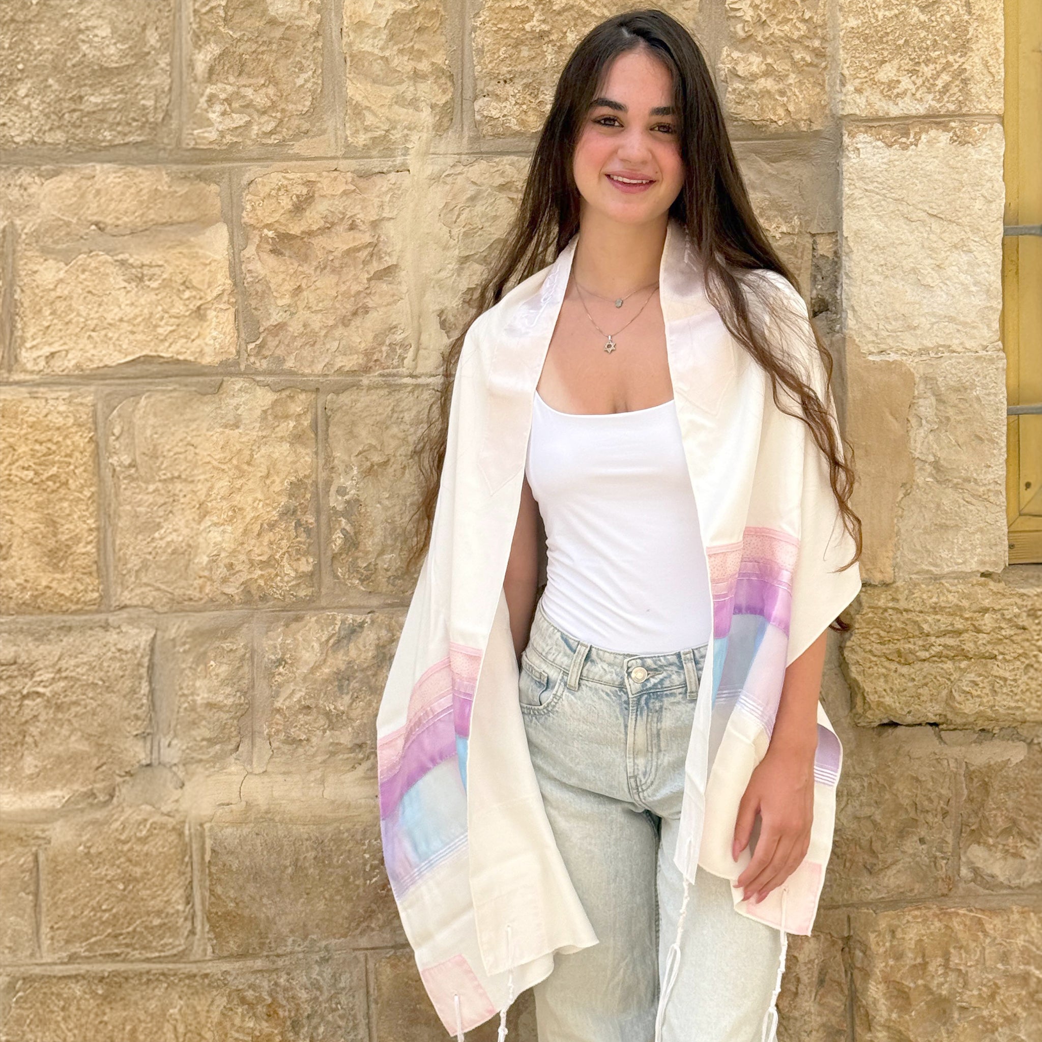 Lady Gabrieli - Viscose Tallit - Pink Glitter