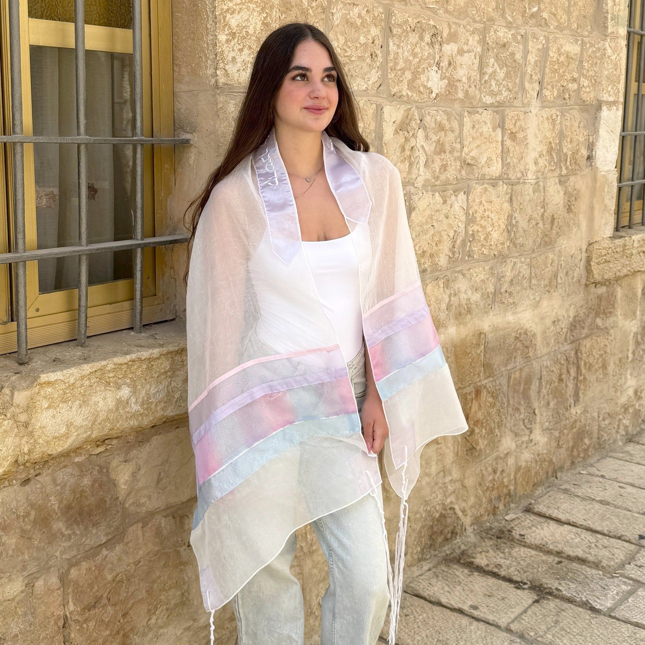 Lady Gabrieli - Voile Tallit - Pink and Purple