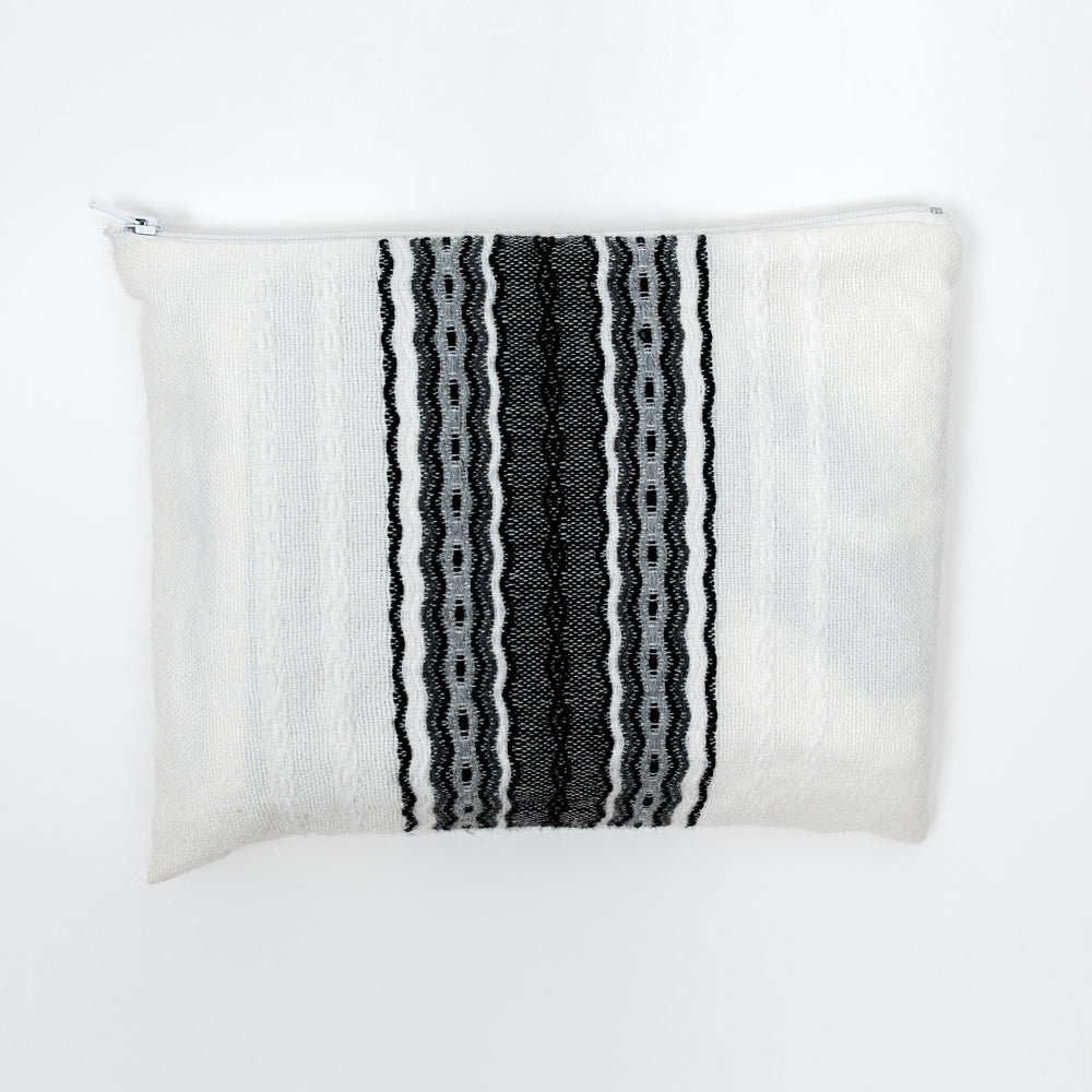 Adam - Wool Tallit - Grays on White