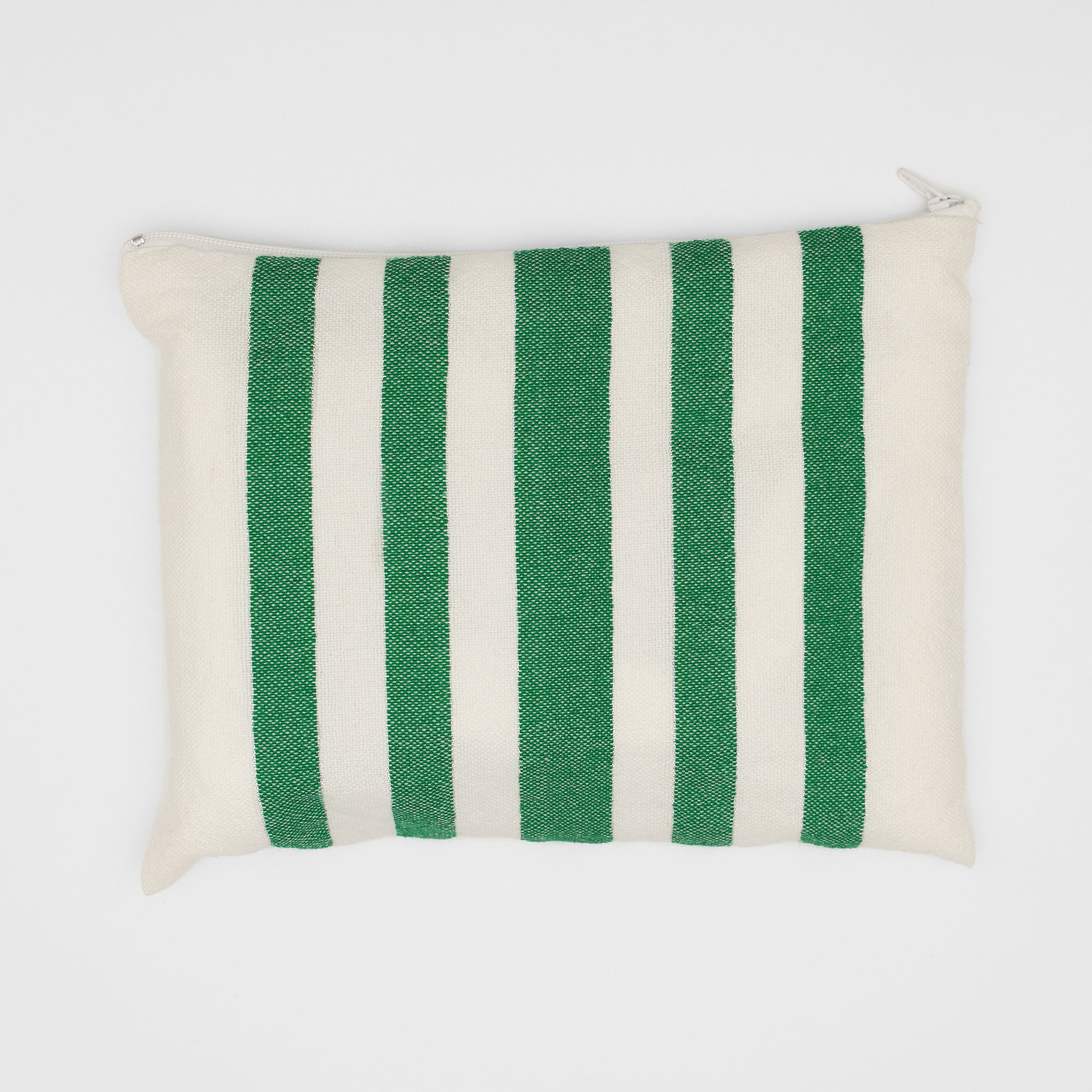 David - Wool Tallit - Wide Green stripes with Silver