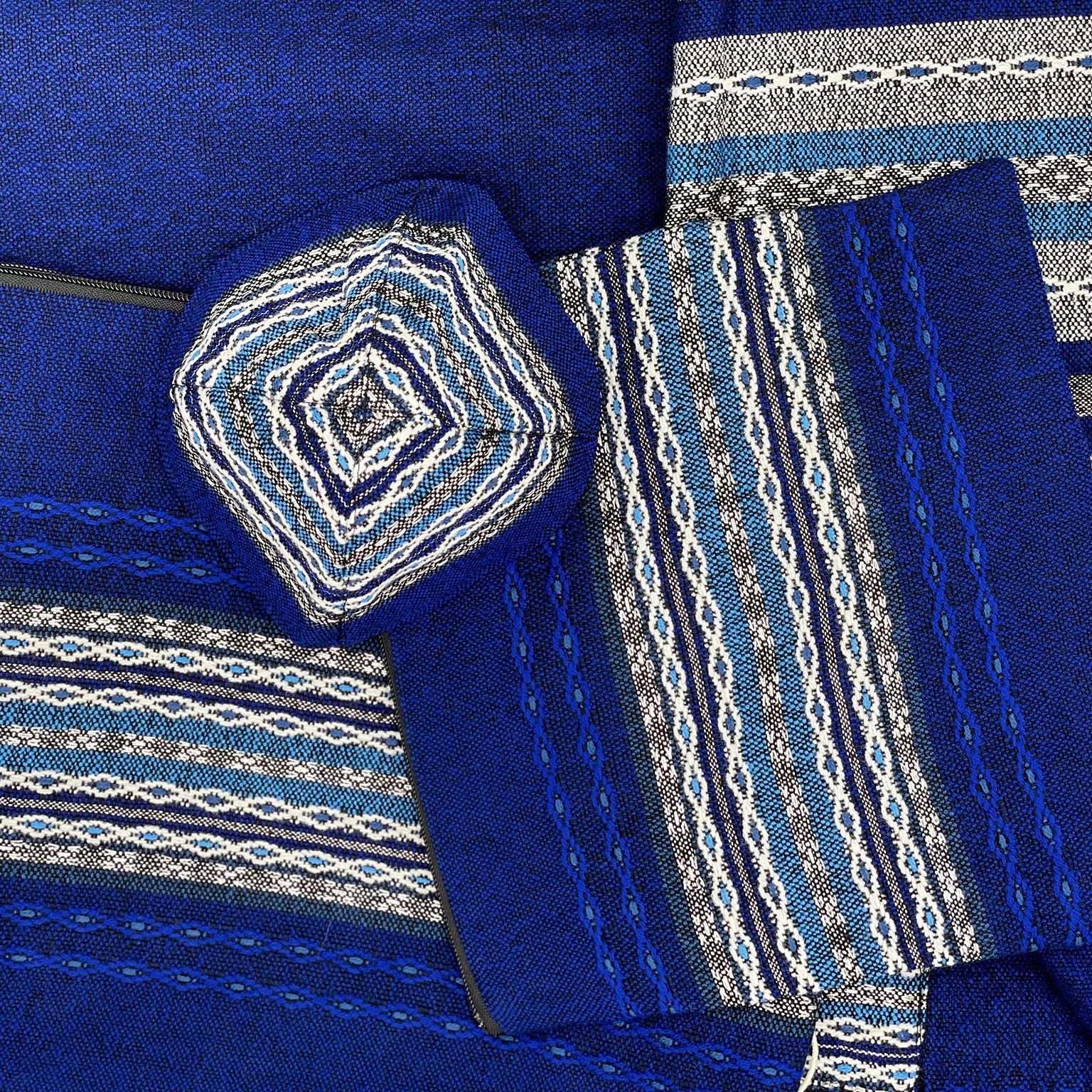 Gabrieli Premium - Wool Tallit - Shades of Blue with Silver on Blue